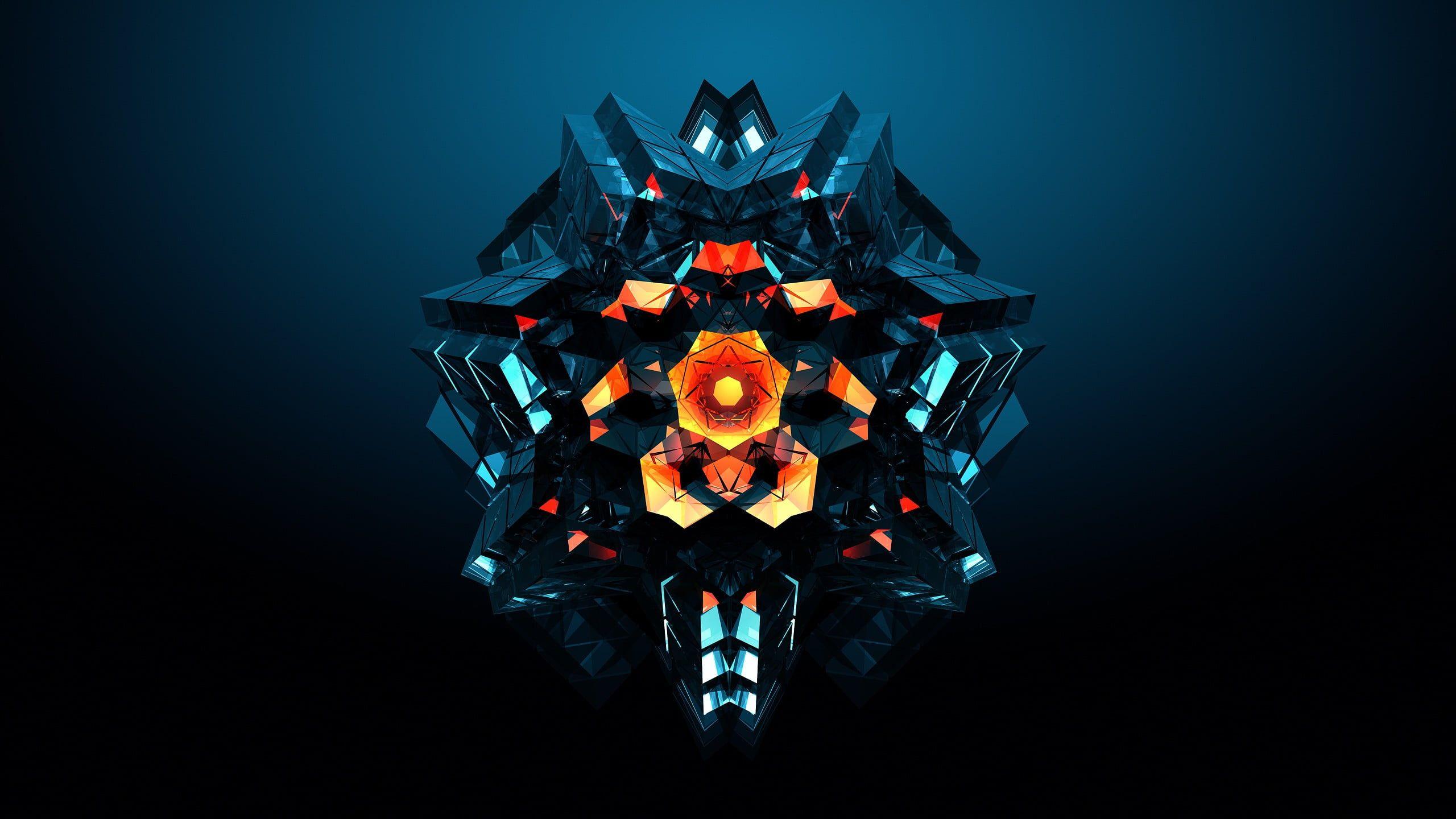 2560x1440 Brown and teal mandala art HD wallpaper
