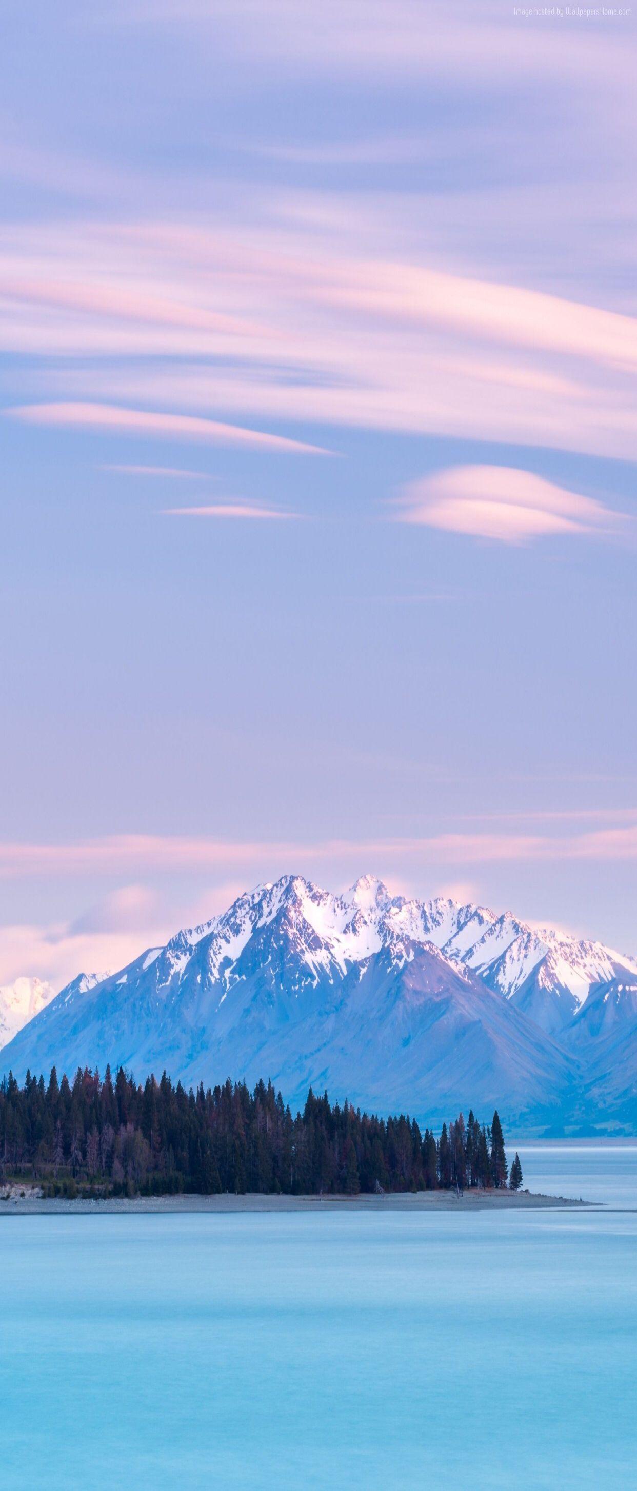 1242x2908 S note, wallpaper, background, nature, tranquil, lake, violet