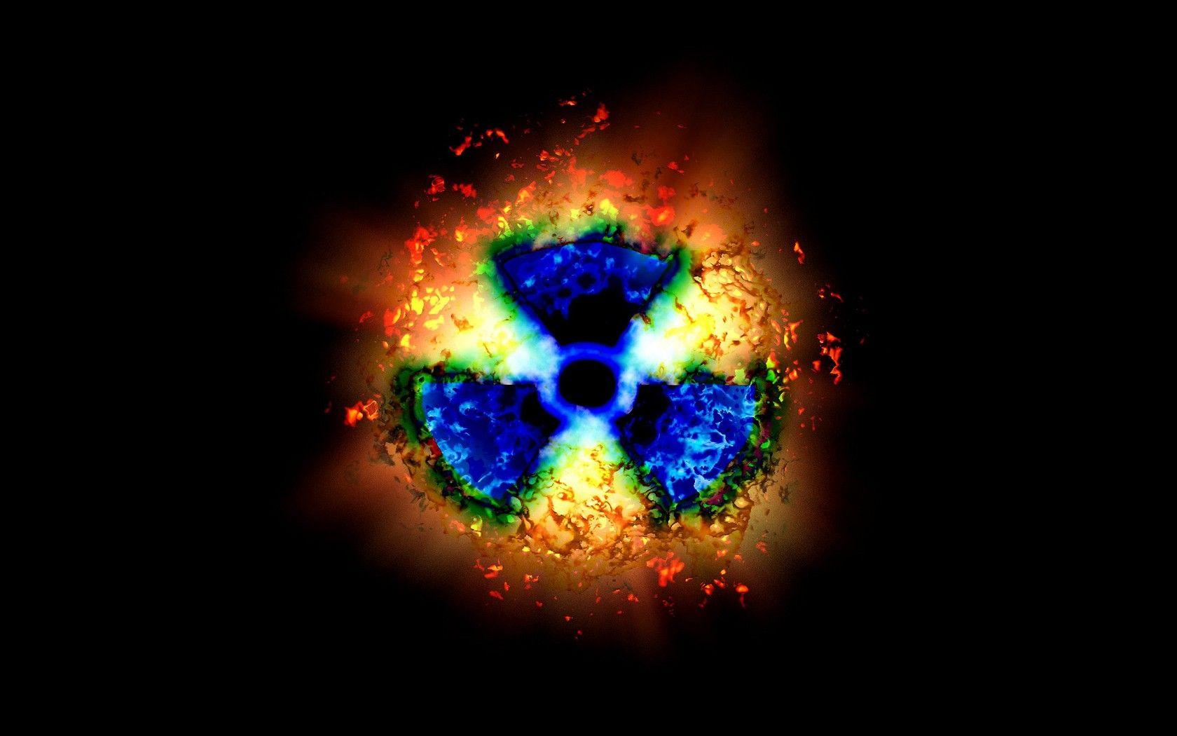 1680x1050 Dark multicolor fire radiation symbol wallpaperx1050