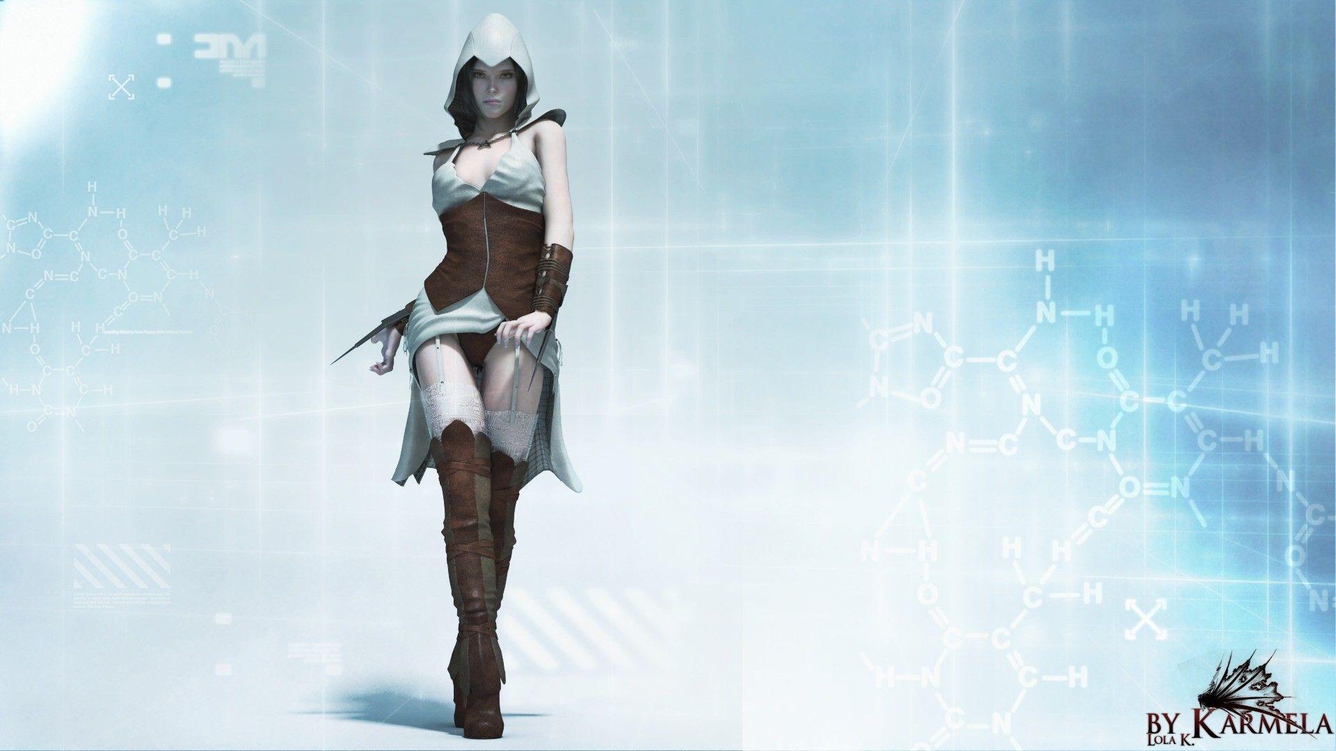 1920x1080 Assassins Creed, 3D render, 3D girls hình nền
