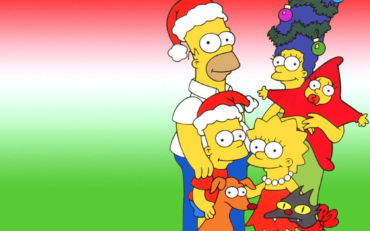 1440x900 The Simpsons Posing for Christmas Wallpaper