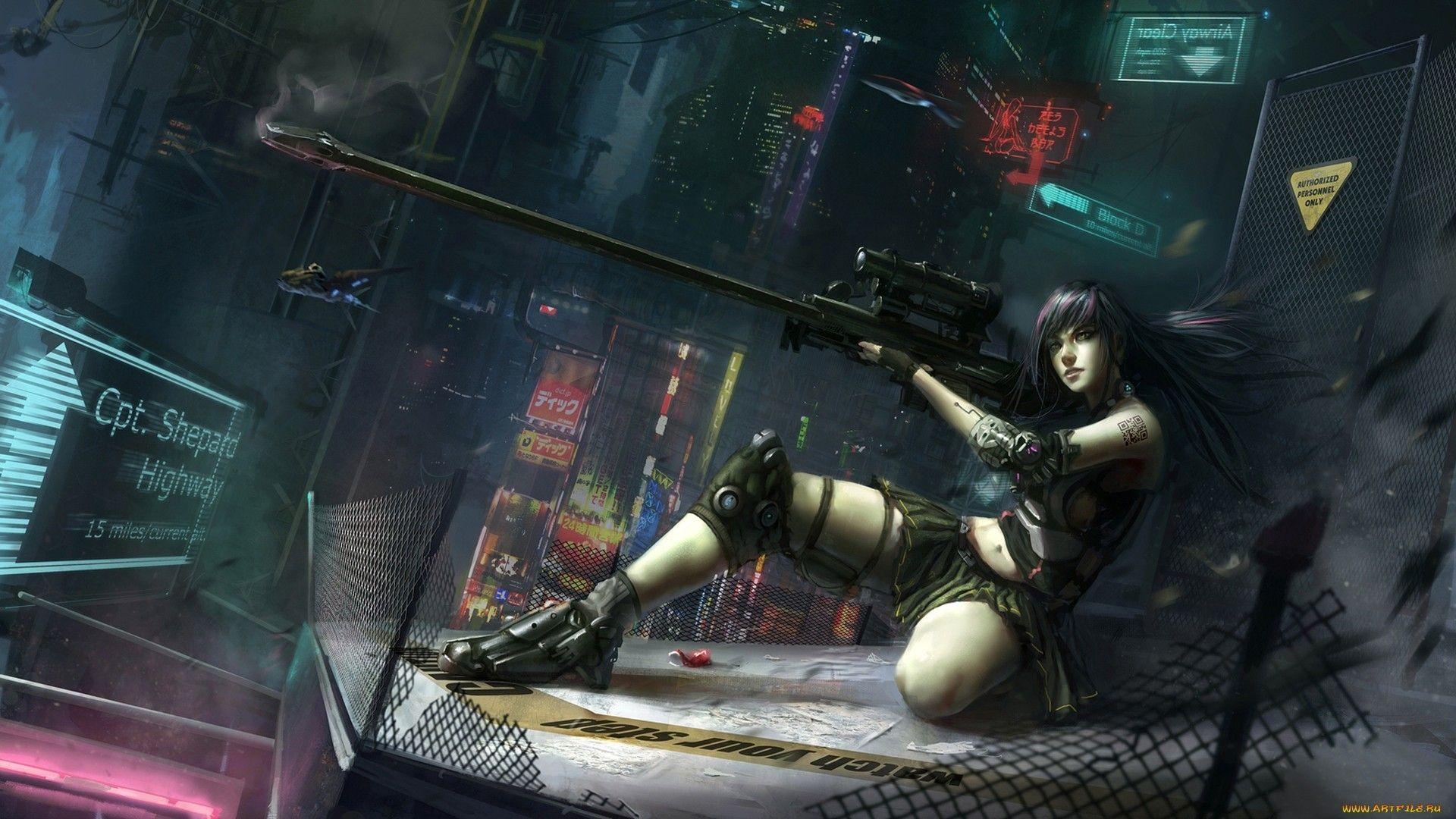 1920x1080 #cyberpunk, #girls with guns, #futuristic, wallpaper