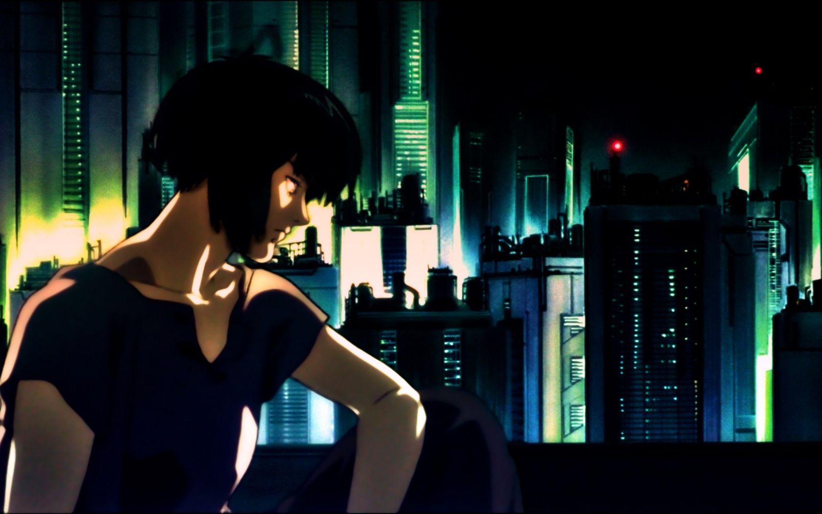1680x1050 Free download Anime Girls City Lights Cityscapes Cyberpunk Film