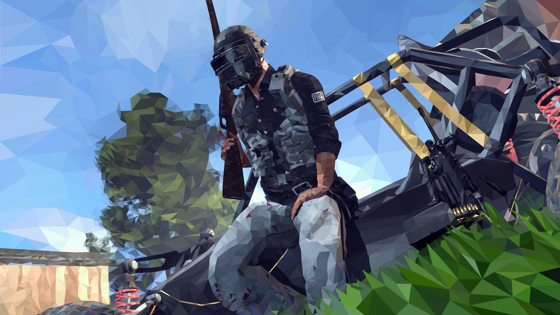1920x1080 PUBG PlayerUnknown's Battlegrounds Lowpoly Abstract 4K Wallpaper