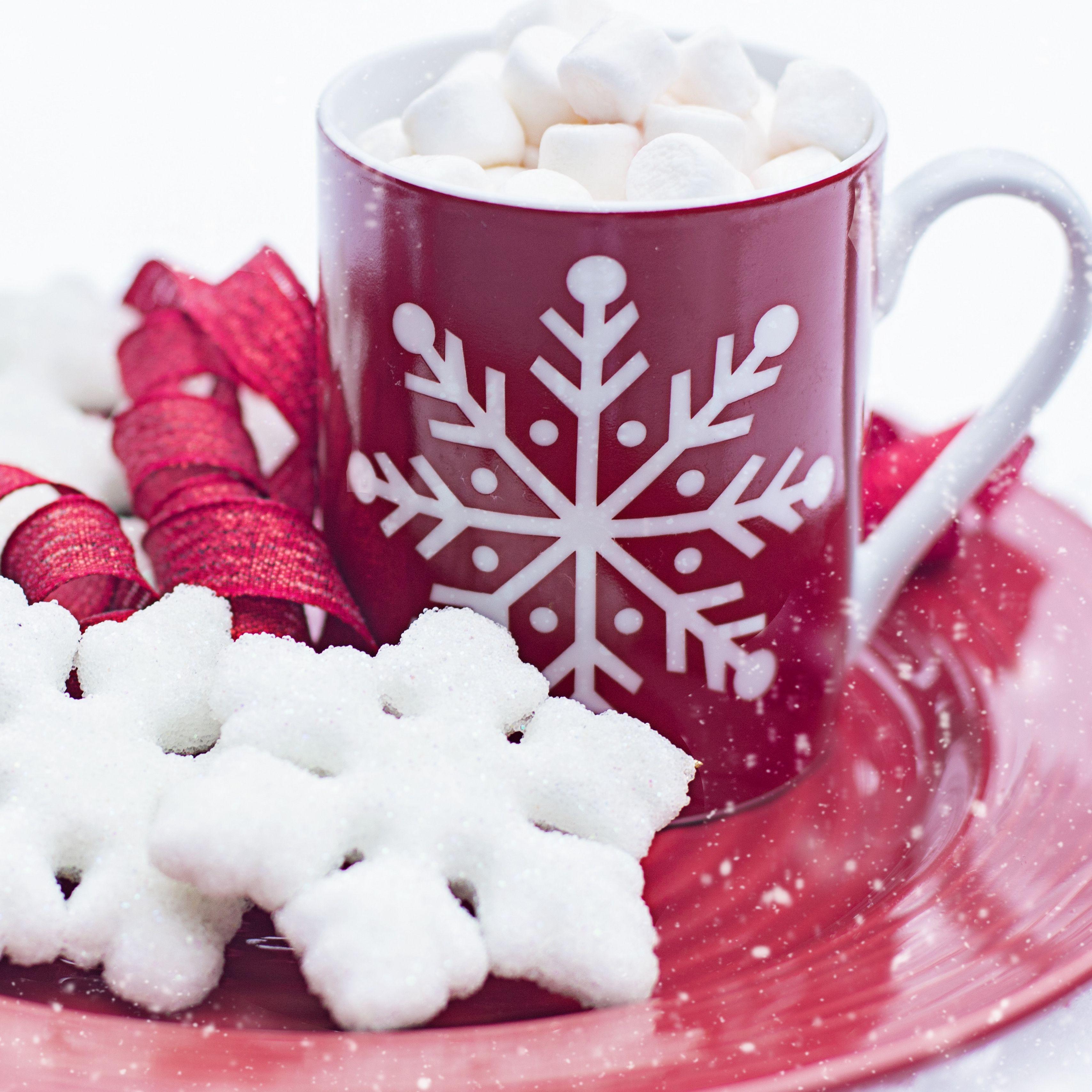 3415x3415 Download wallpaper 3415x3415 hot chocolate, marshmallows, cookies