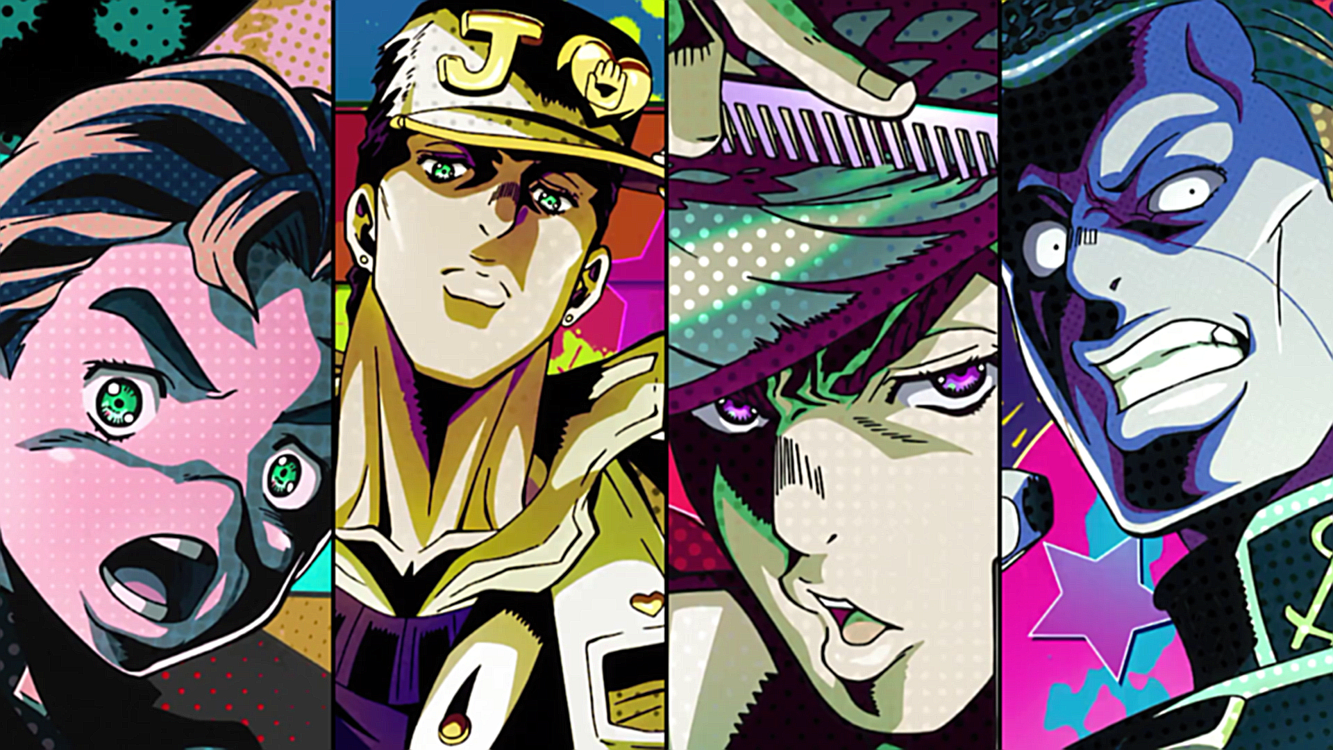 1920x1080 collage, Josuke Higashikata, JoJos Bizarre Adventure, anime, HD Wallpaper