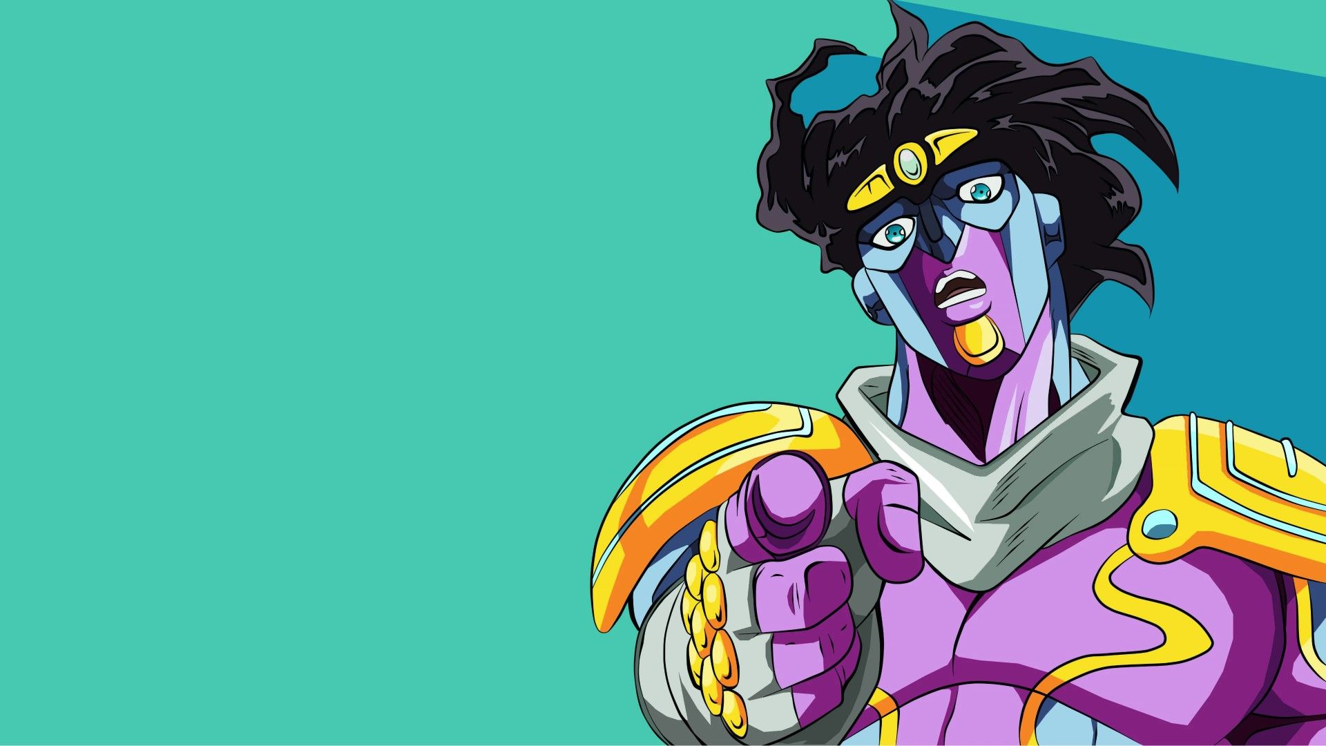 1920x1080 Jojo Star Platinum Showing Index Finger With Green Background 4K HD Anime Wallpaper