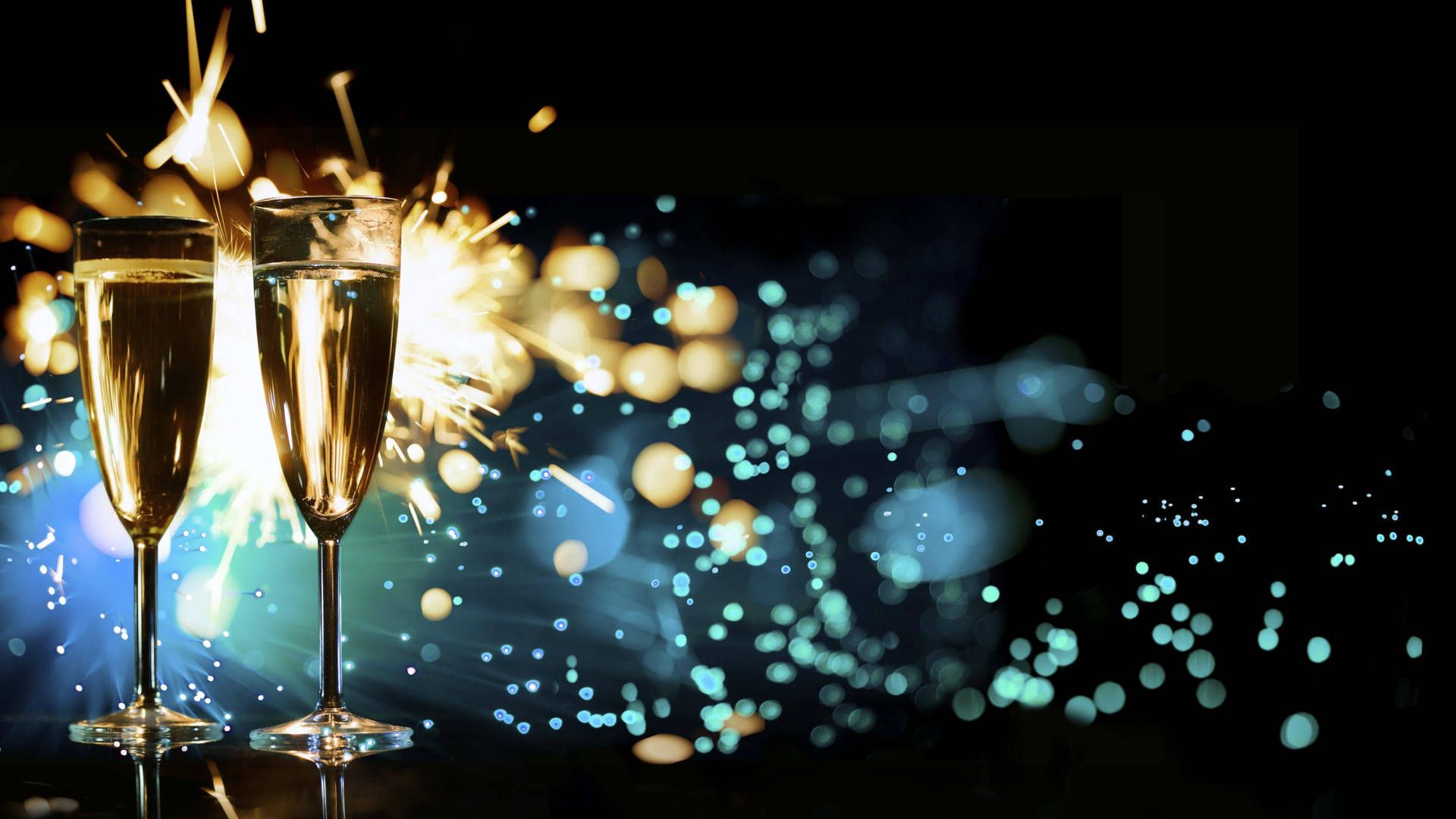 1920x1080 Download A Jubilant Celebration: New Year's Champagne and Fireworks Wallpaper