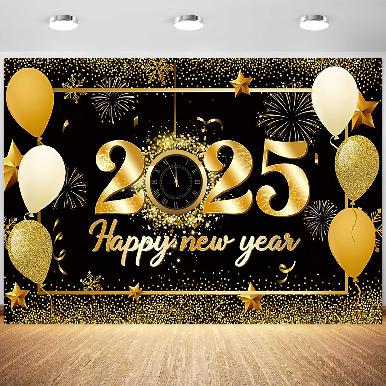 1500x1500 Amazon.com : Tranhiafe 10x8ft Happy New Year 2025 Backdrop New Year Eve Black Gold Photography Background New Year Merry Xmas Holiday Party Banner Family Portraits Decorations Wallpaper Photo Booth Props