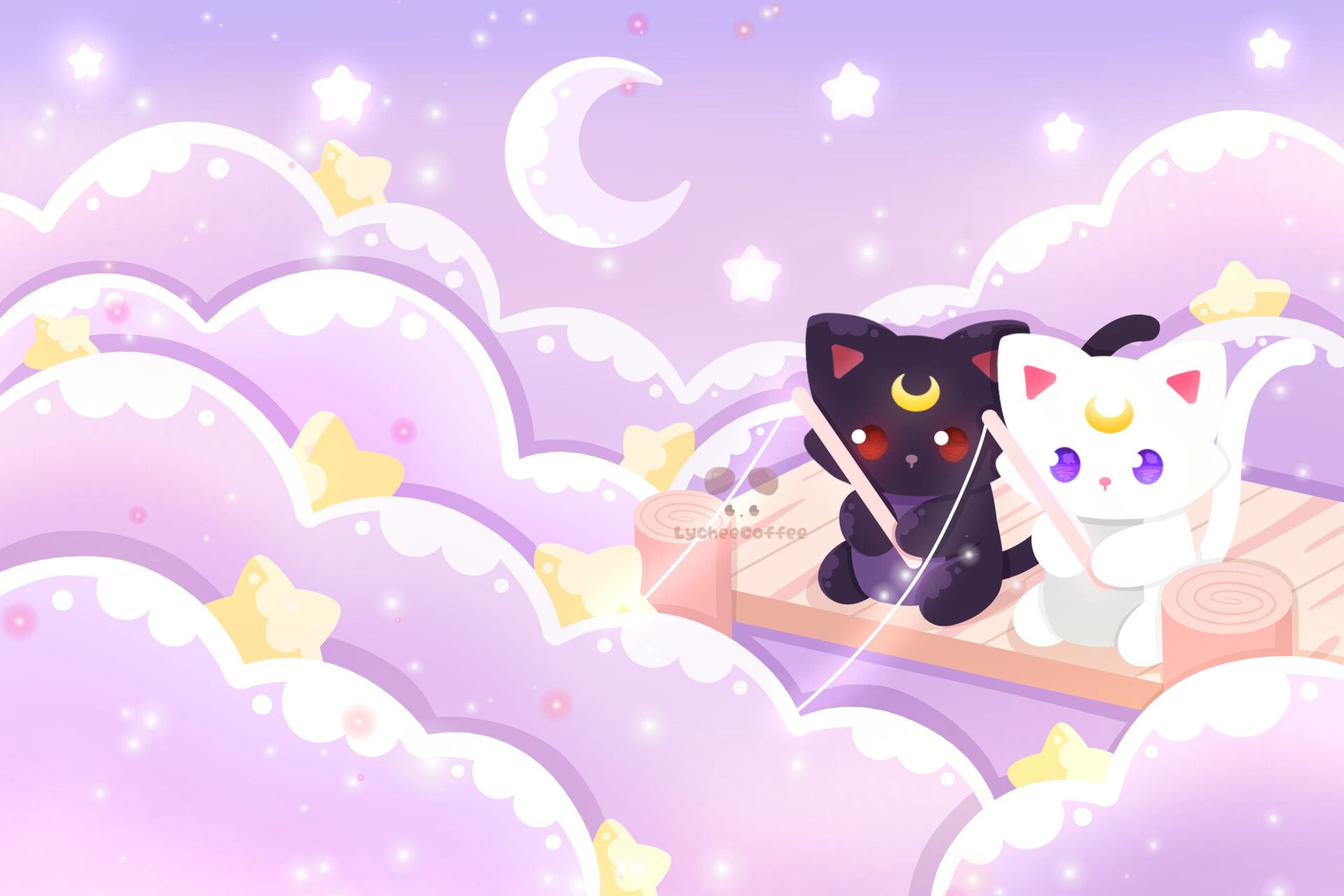 1920x1280 Fishing for Stars (Sailor Moon)