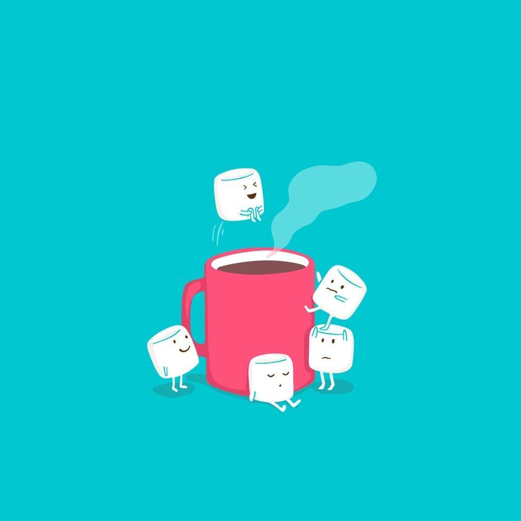 1024x1024 Marshmallows. Jumping into hot chocolate. Wallpaper iphone cute