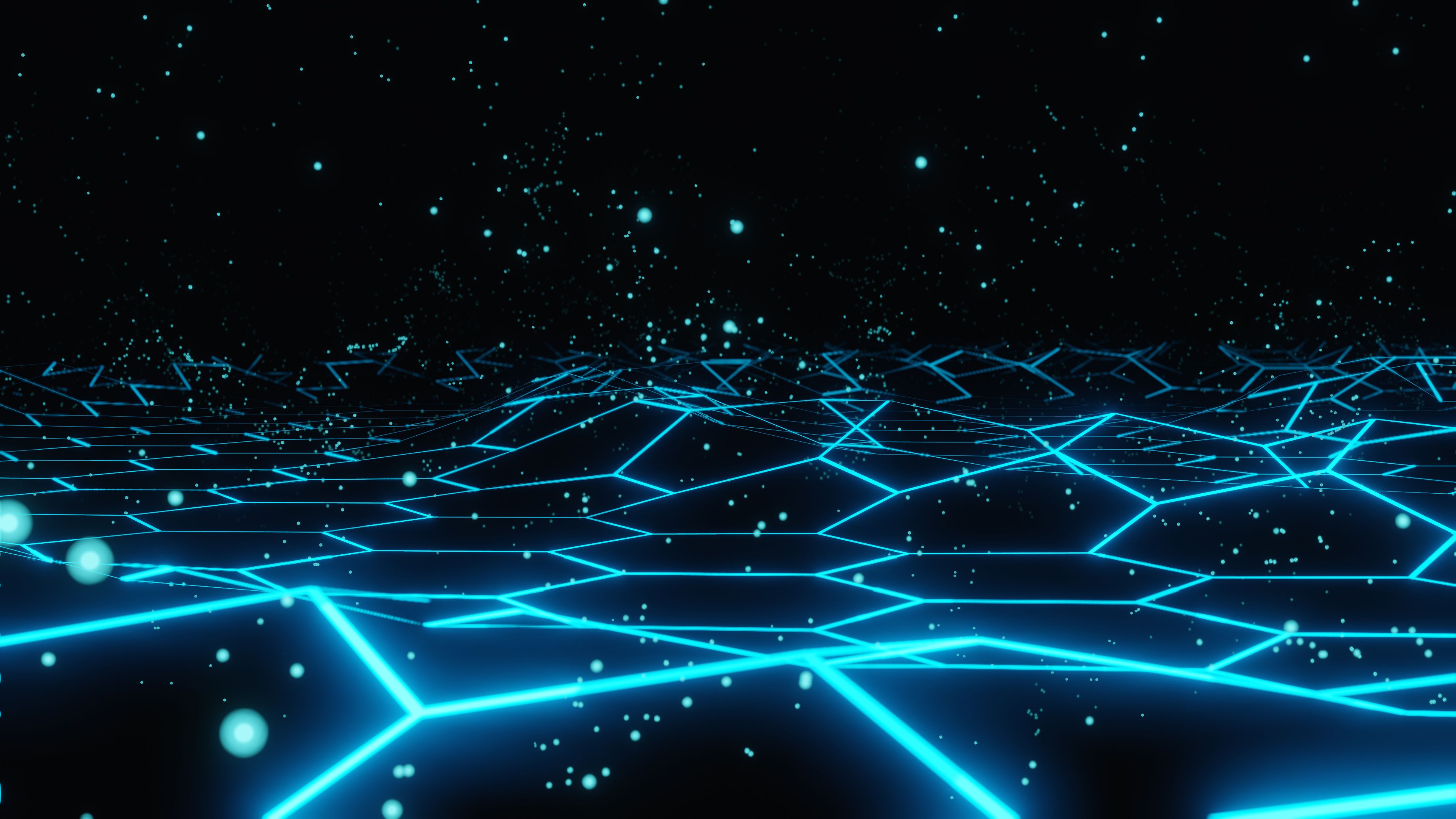 3840x2160 Blue Hexagon 4K HD Abstract Wallpaper
