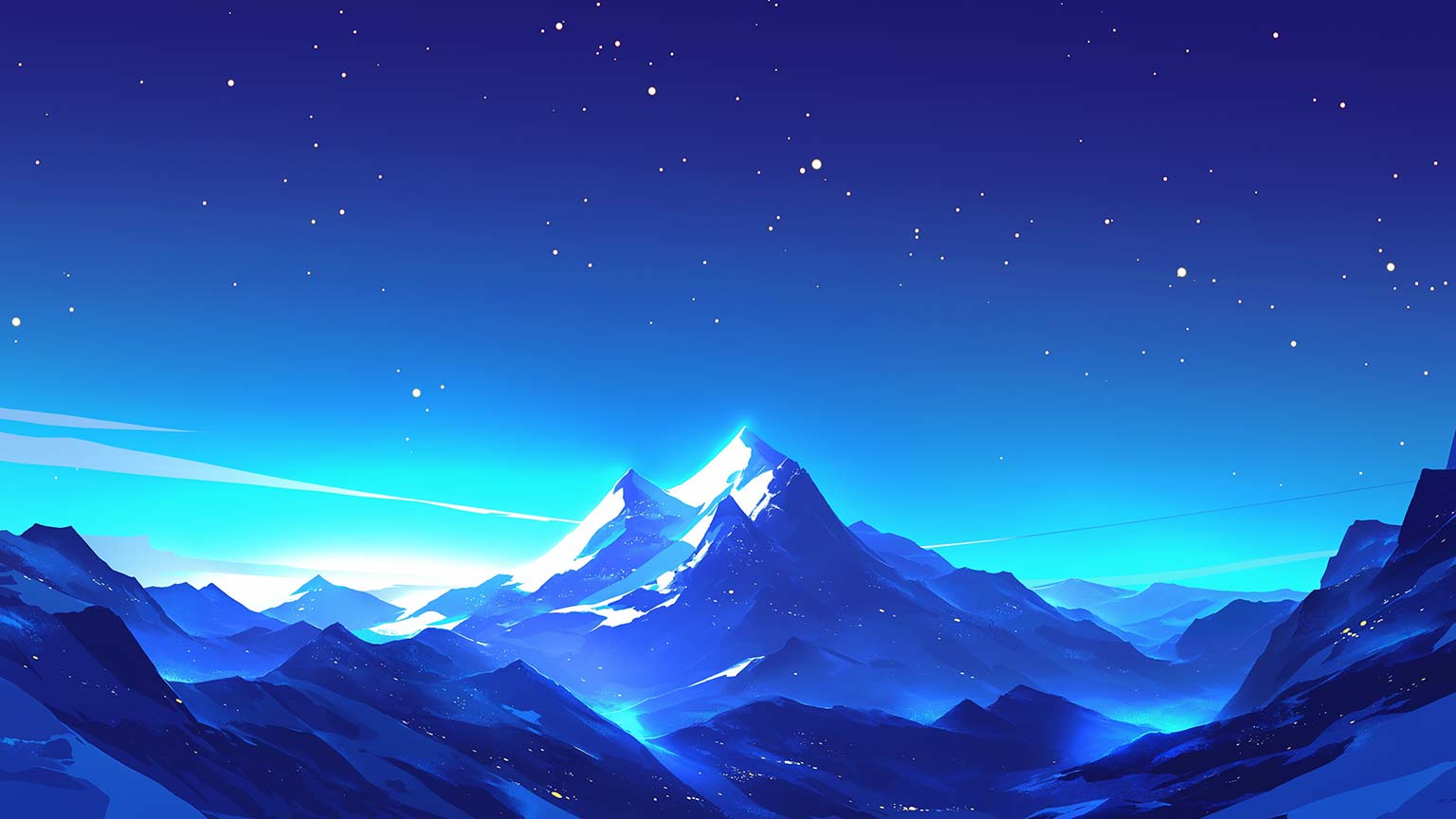 1536x864 Blue Night Mountains Desktop Wallpaper Wallpaper 4K