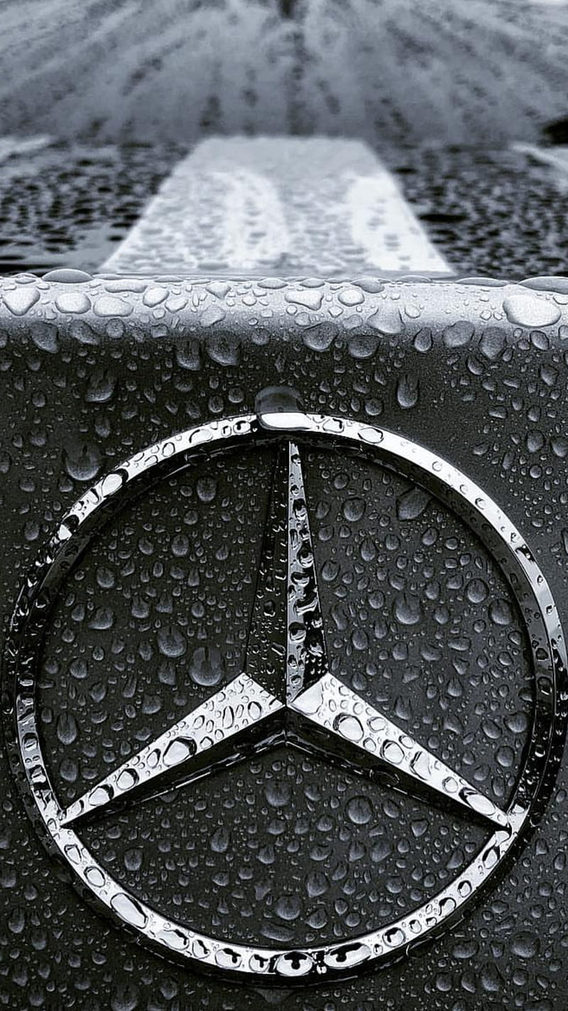 800x1422 Mercedes Wet Logo, mercedes benz, benz, car, HD phone wallpaper