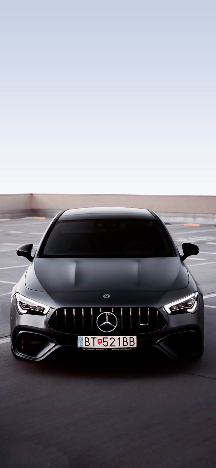 720x1560 Black sporty Mercedes on the roofK Phone Wallpaper