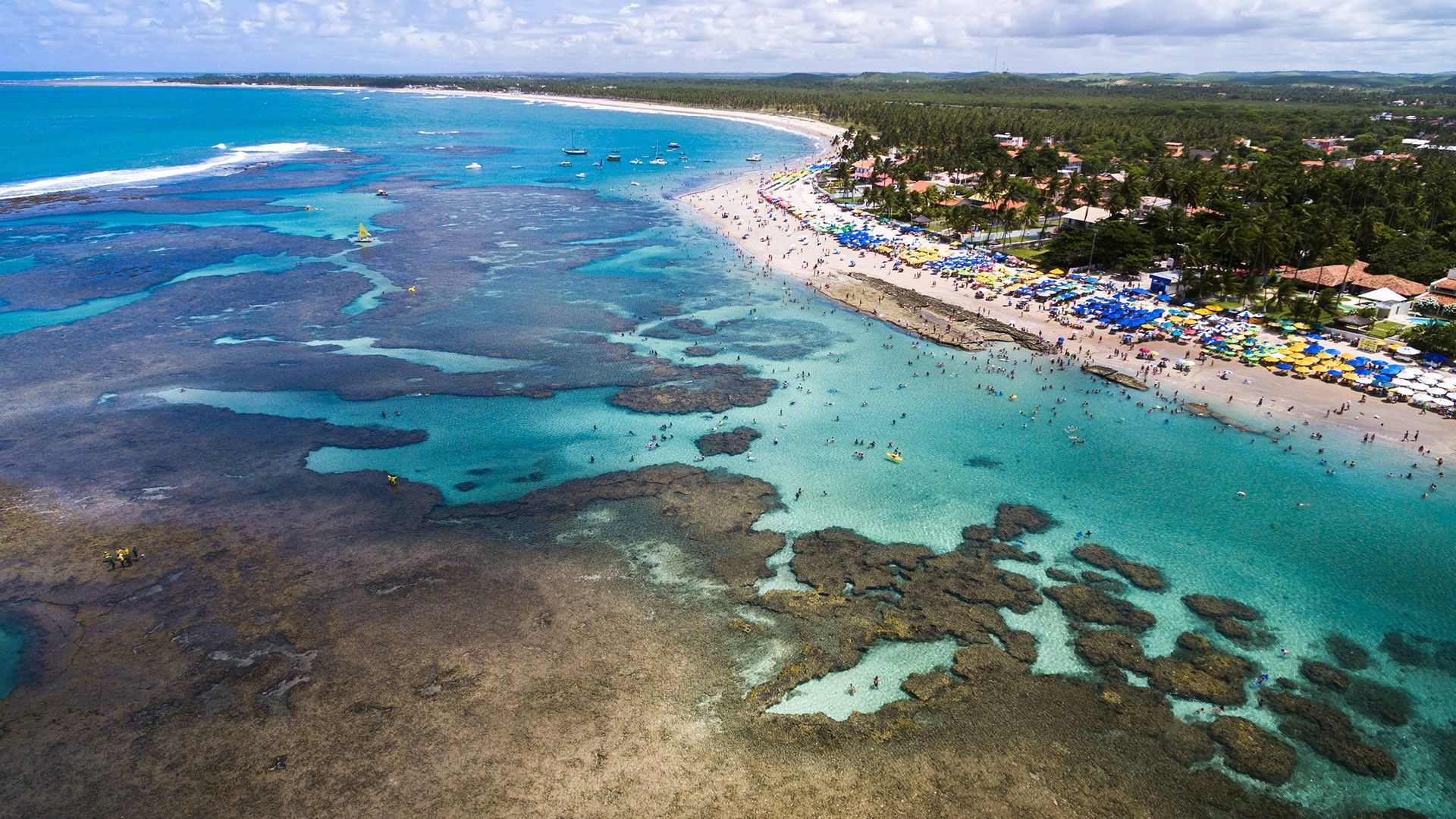 1920x1080 Aerial view of Porto de Galinhas beach, Ipojuca, Pernambuco state, Brazil. Windows Spotlight Image
