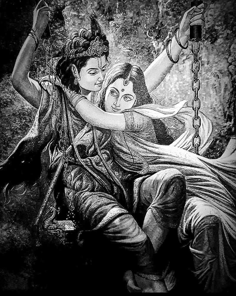 800x1000 Radha krishna, black, god, love, graphy, serenity, white, HD phone wallpaper