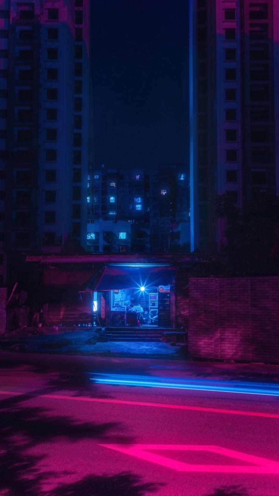 938x1668 Download wallpaper 938x1668 street, night, neon, light, city