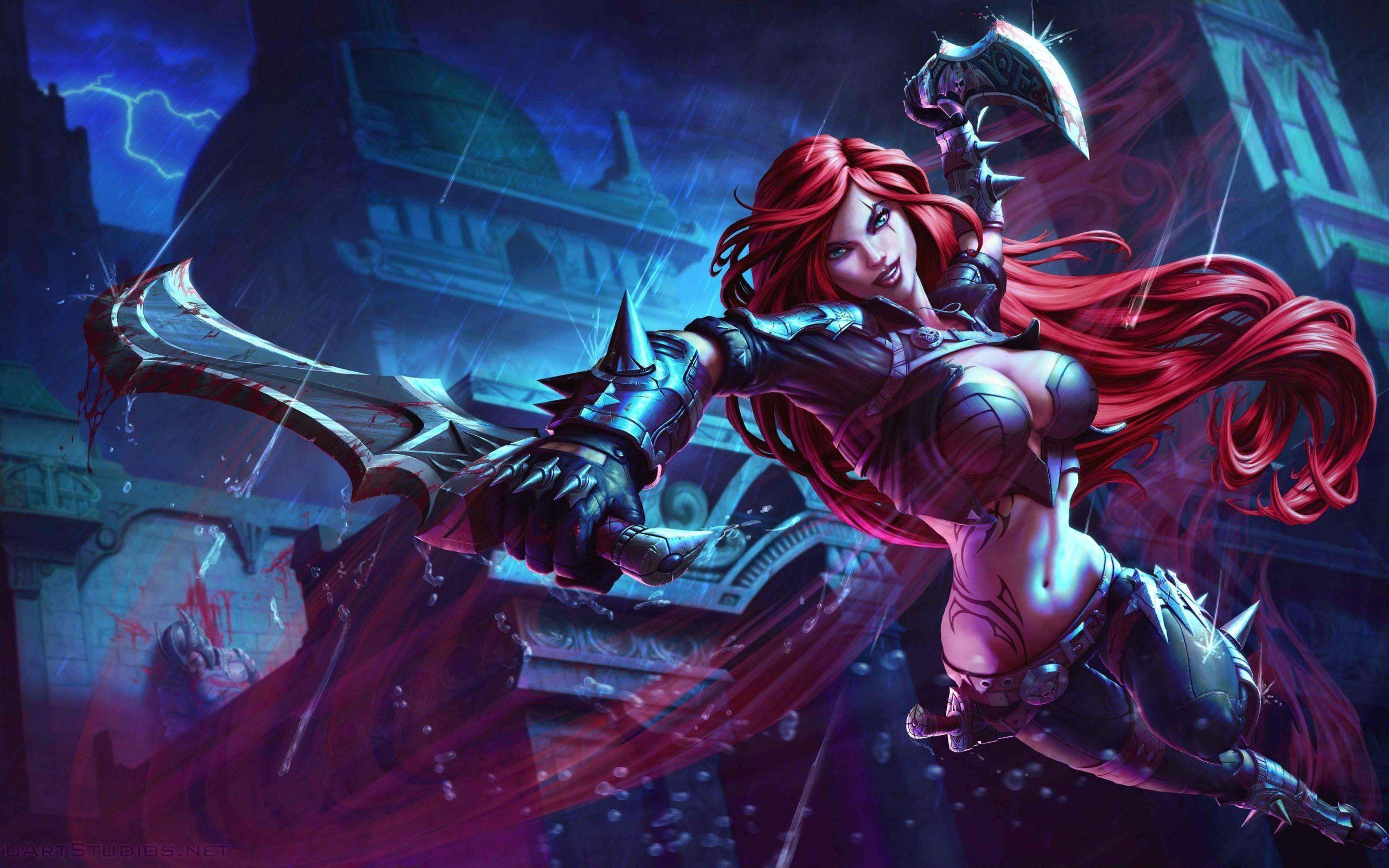2560x1600 League Of Legends Katarina Warrior Girl Monster Hunter Skin Art 4k