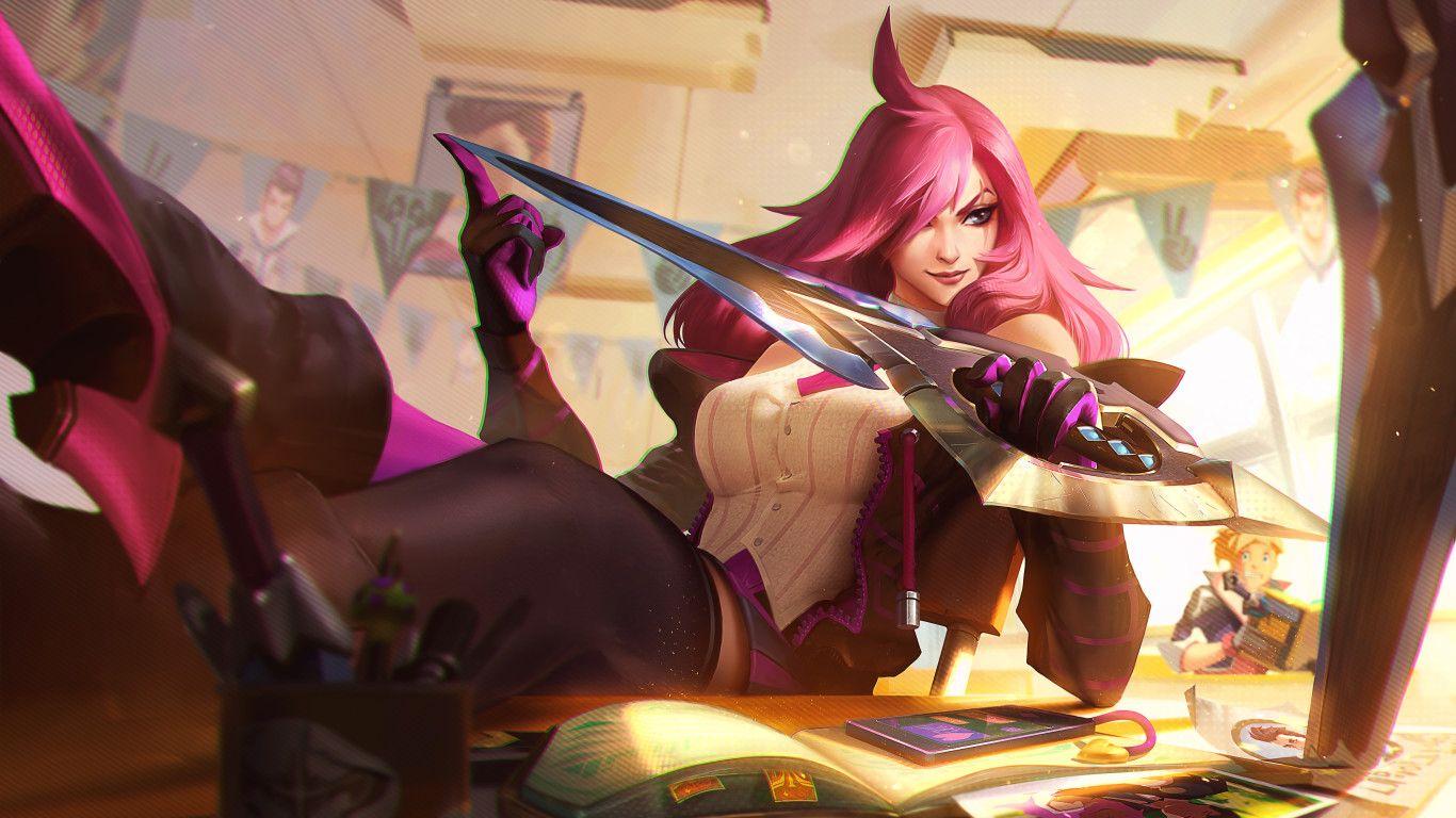1366x768 Katarina From League Of Legends 4k 1366x768 Resolution HD
