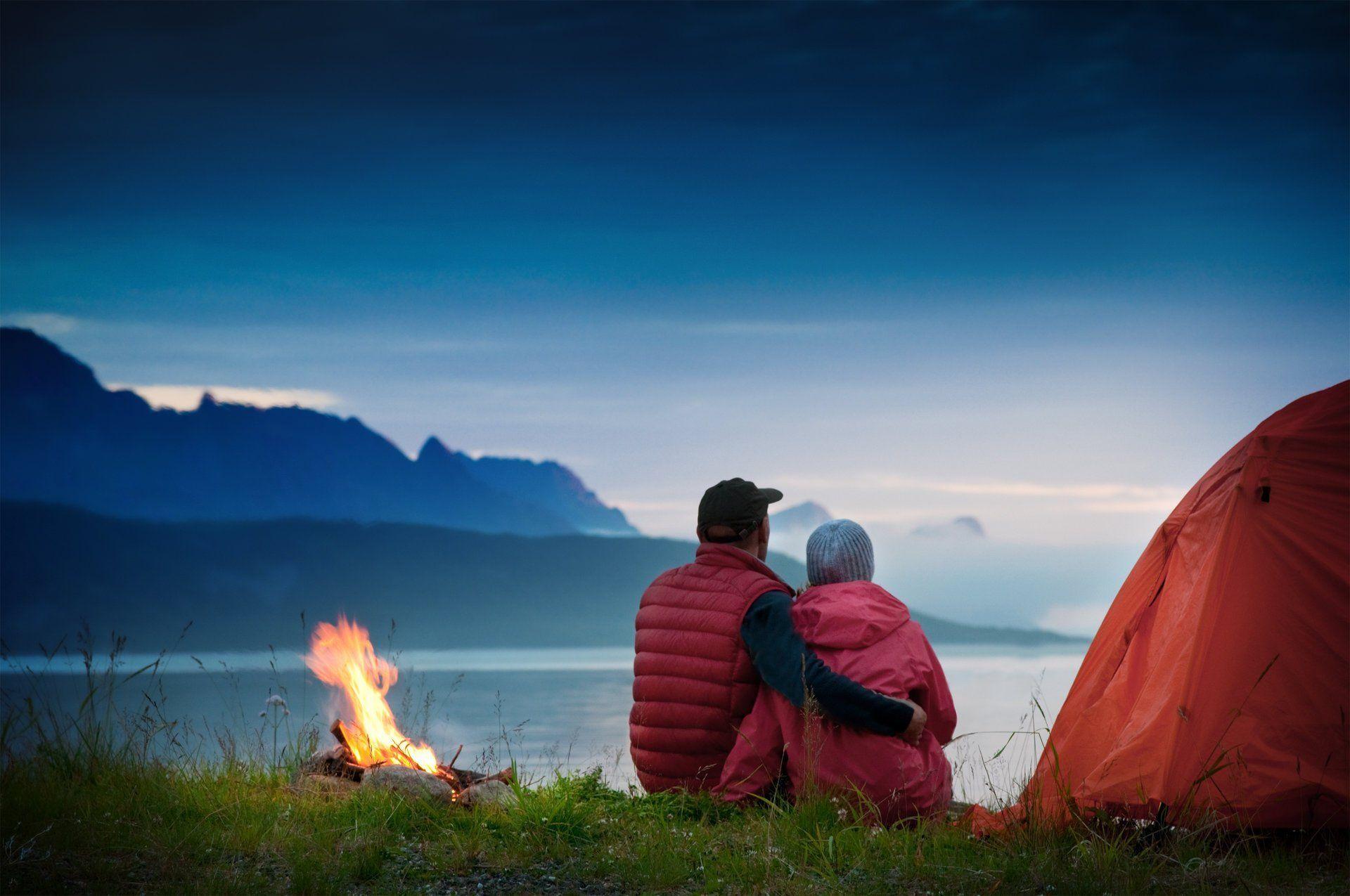 1920x1275 night twilight grass fire the pair tent lake fog HD wallpaper