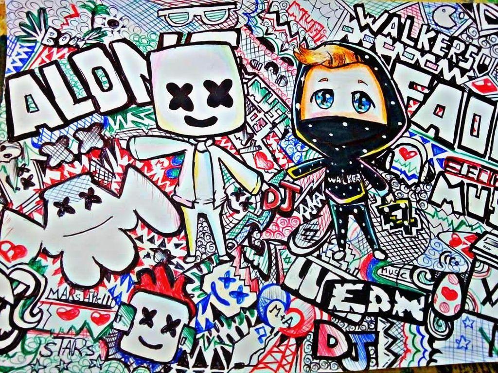 1024x768 Alan Walker Art Marshmallow Dj Clipart