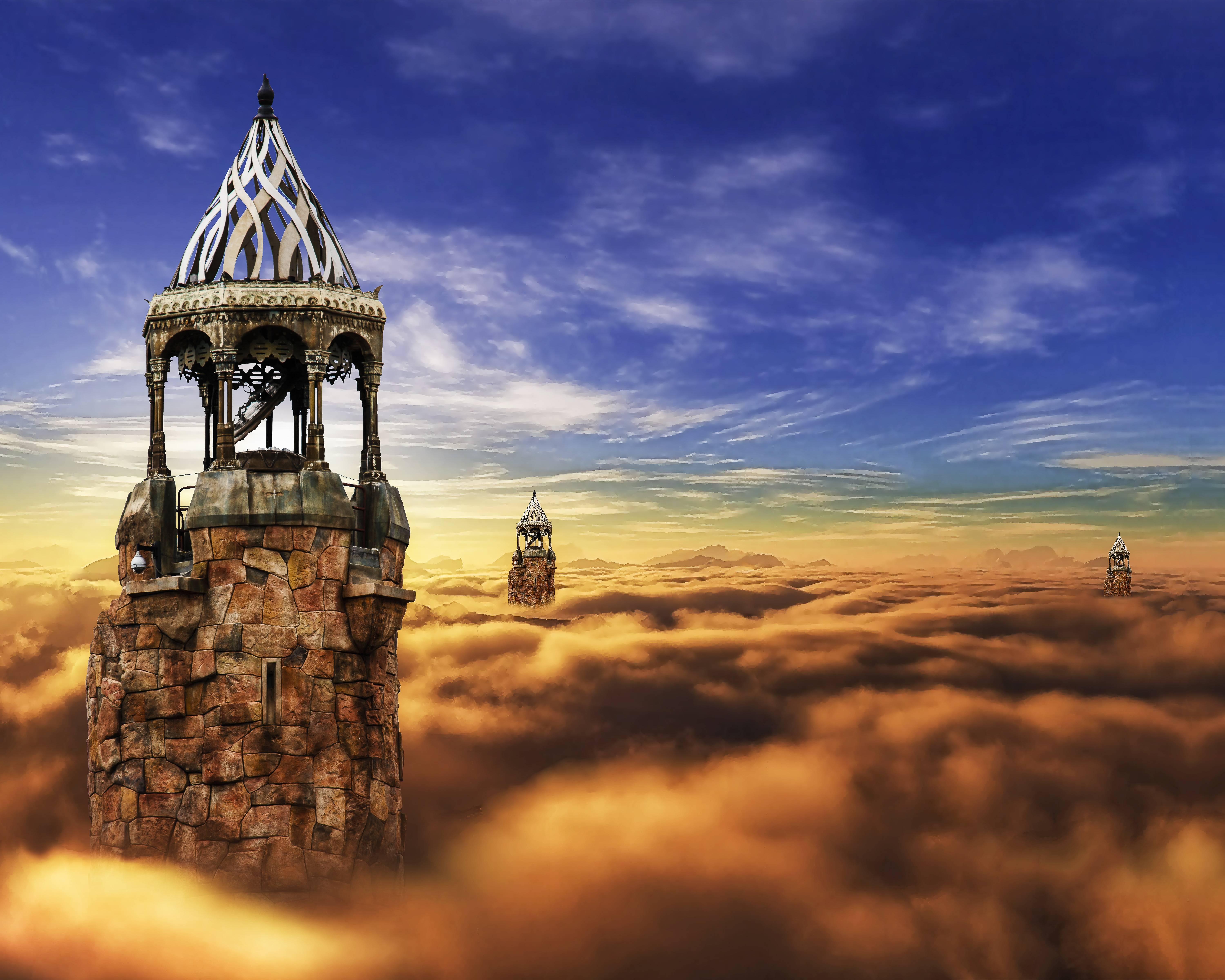 6000x4800 #tower, #sky, #medieval, #cloud, #fantasy, #castle, #fairy. Mocah.org HD Desktop Wallpaper