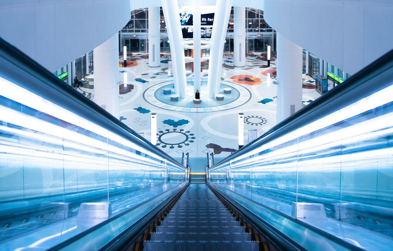 1332x850 Wallpaper lights, abstract, escalator, design, style, modern, blur