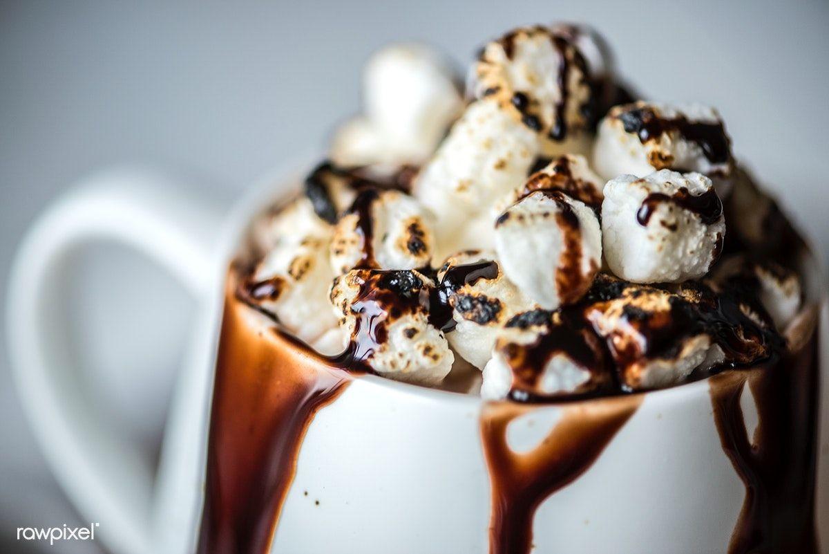 1200x801 Hot chocolate drink with marshmallows. Free