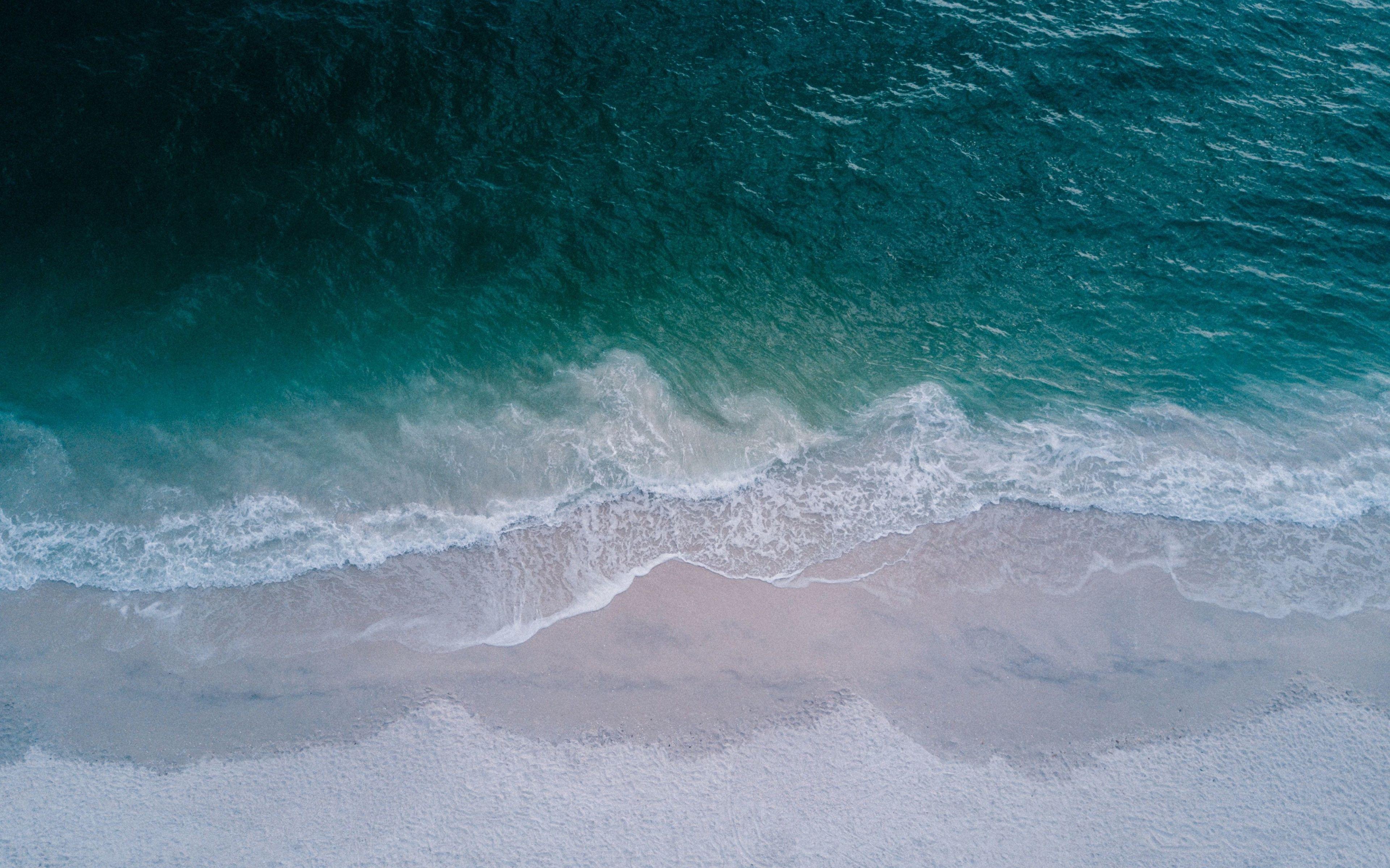 3840x2400 Download 3840x2400 wallpaper beach, calm sea, sea waves, aerial