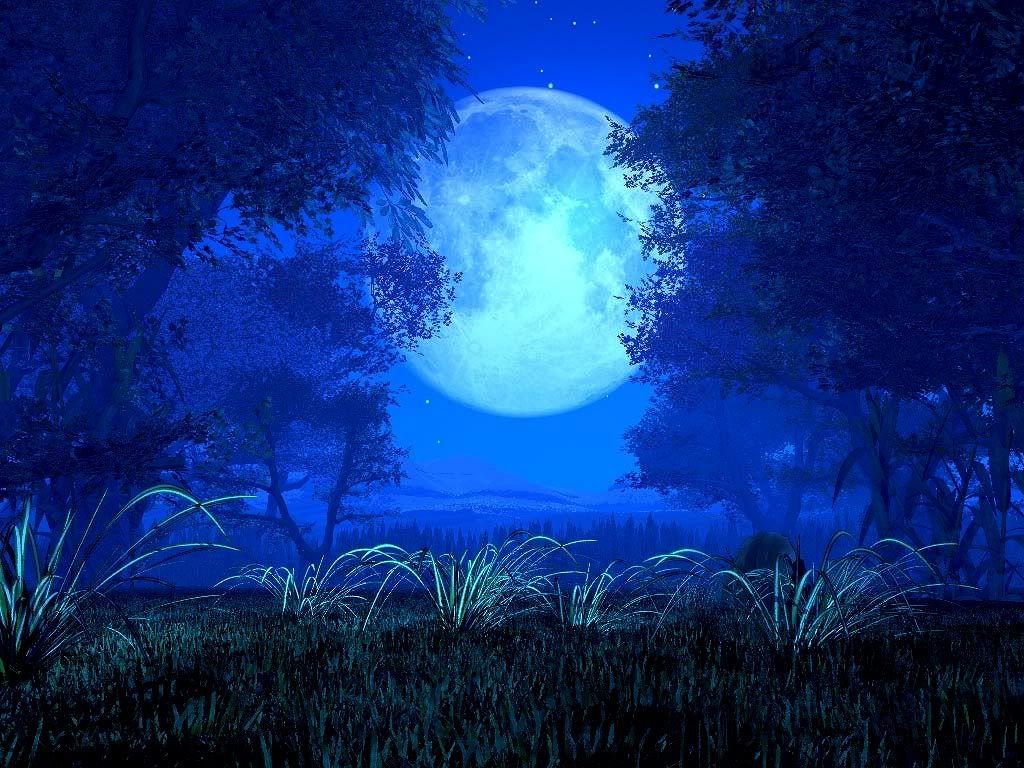 1024x768 The blue moon HD Wallpaper