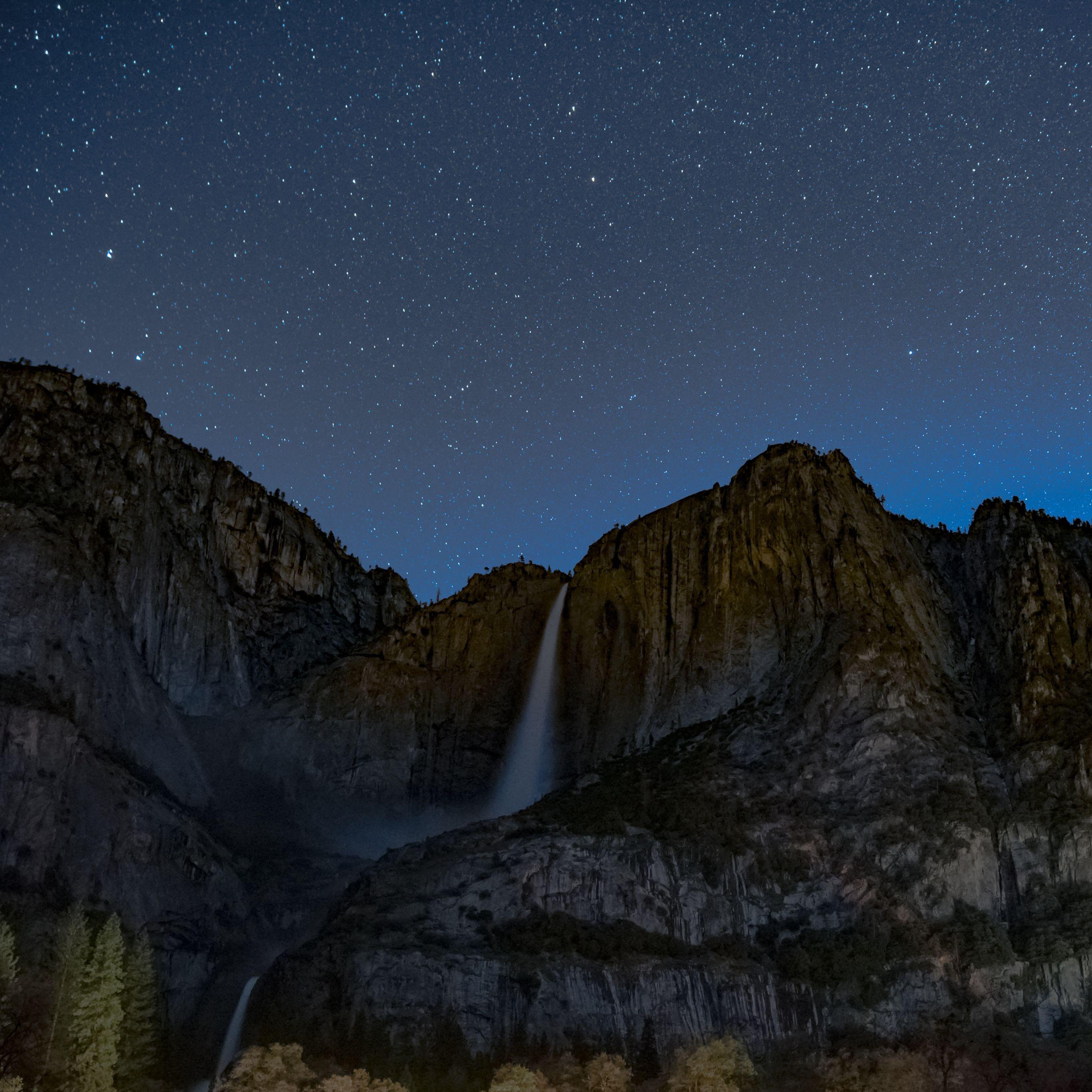 2732x2732 Starry Sky Precipice Waterfall iPad Pro Wallpaper Free Download