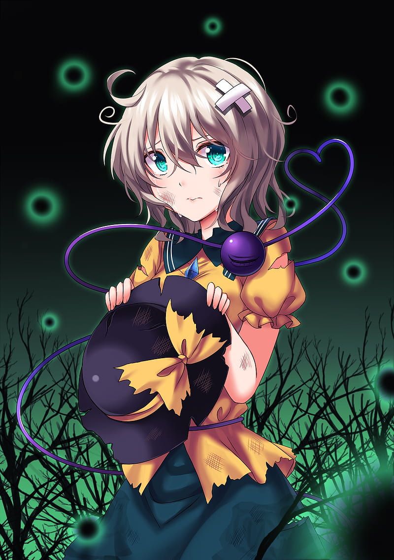 800x1135 Anime, anime girls, Touhou, Komeiji Koishi, trees, short hair, gray hair, aqua eyes, HD phone wallpaper