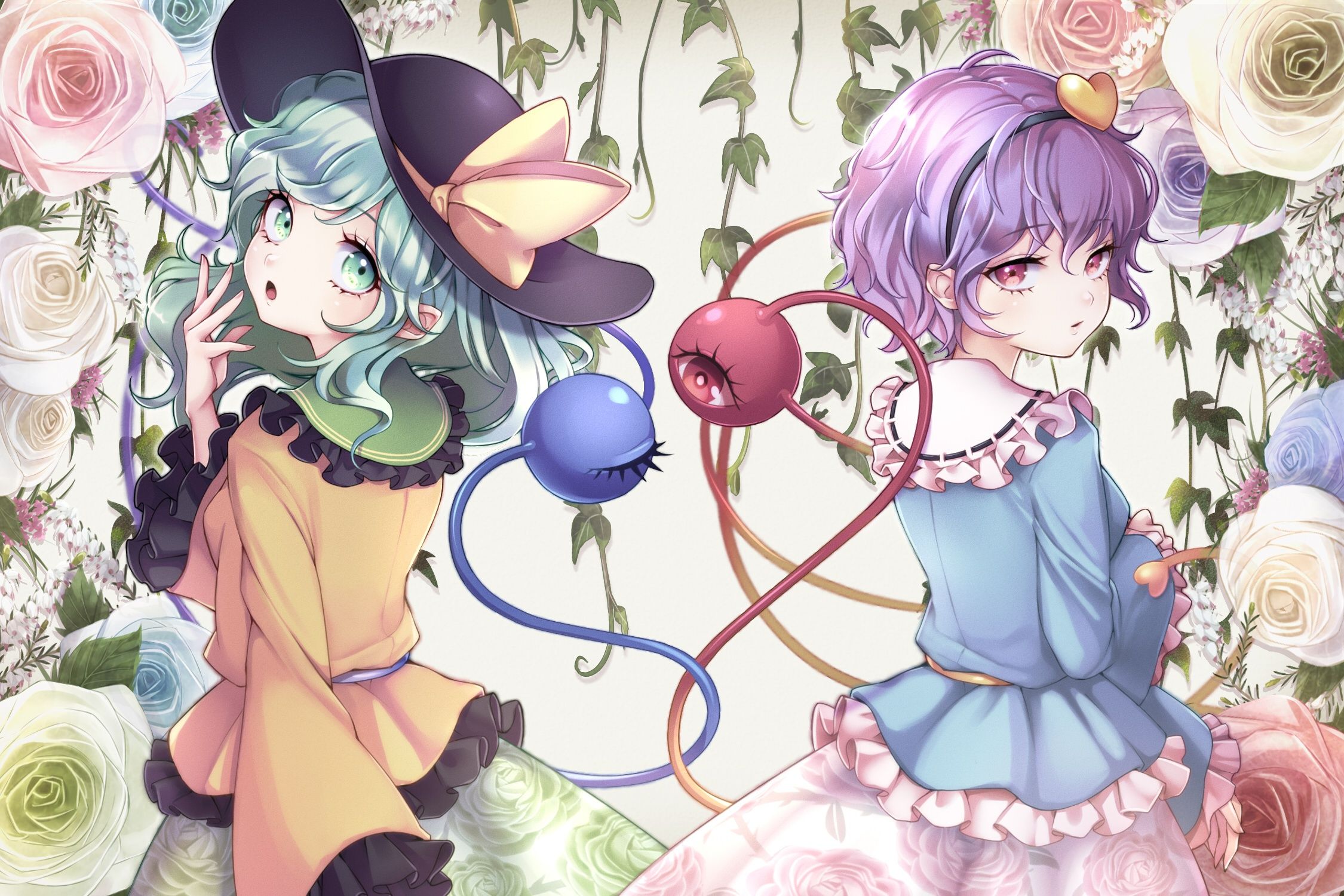 2250x1500 Wallpaper touhou, Komeiji Satori, Komeiji Koishi, wikumi for mobile and desktop, section прочее, resolution 2250x1500