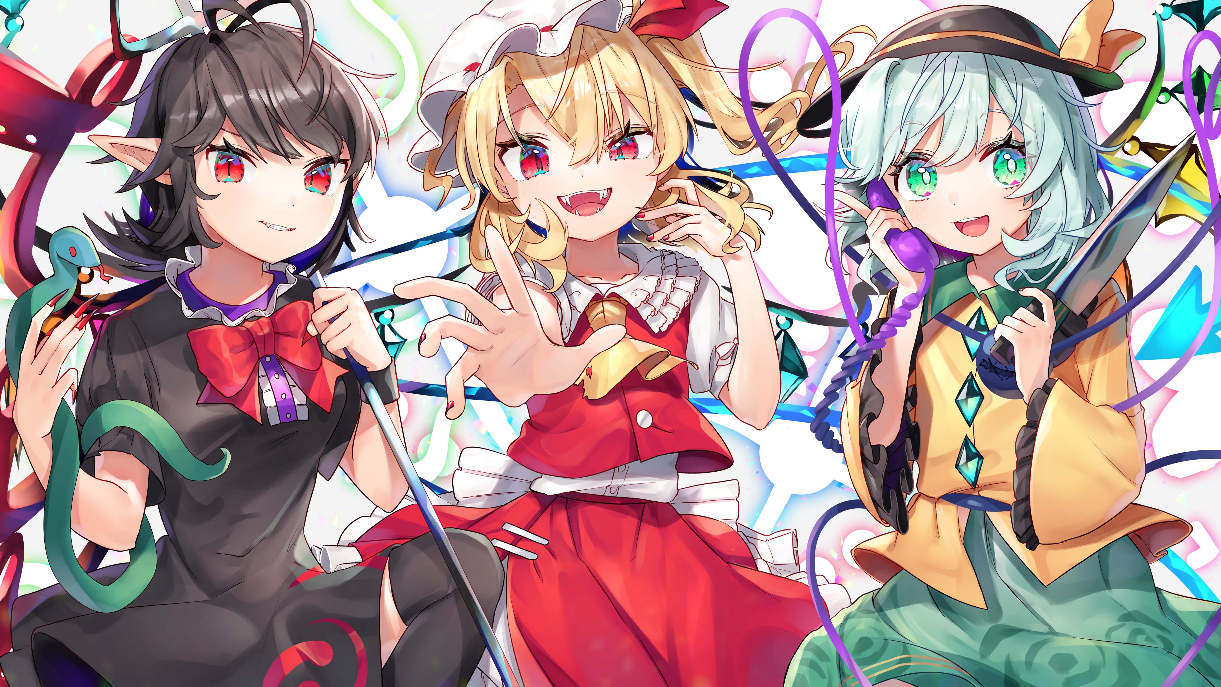 5120x2880 Touhou Flandre Scarlet Girl Koishi Komeiji Nue Houjuu Touhou 4K 5K HD Anime Wallpaper