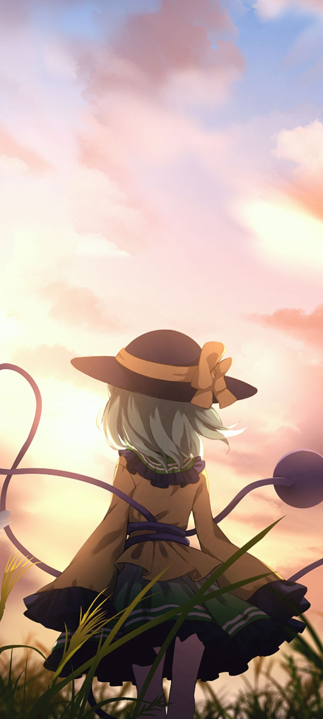 1080x2400 anime, anime girls, Touhou, hat, Komeiji Koishix2400 Wallpaper