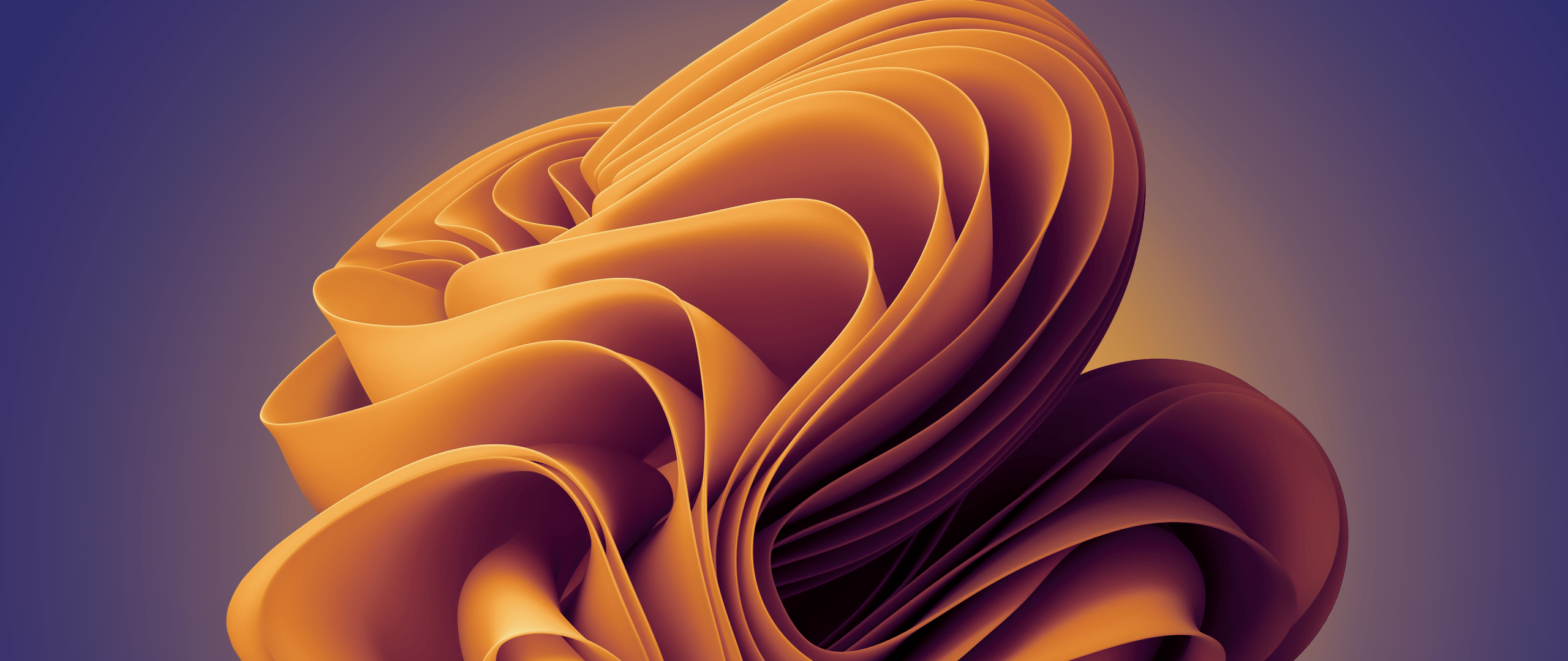 2560x1080 Windows 11 Sunset Orange Dark Mode 4K Wallpaper
