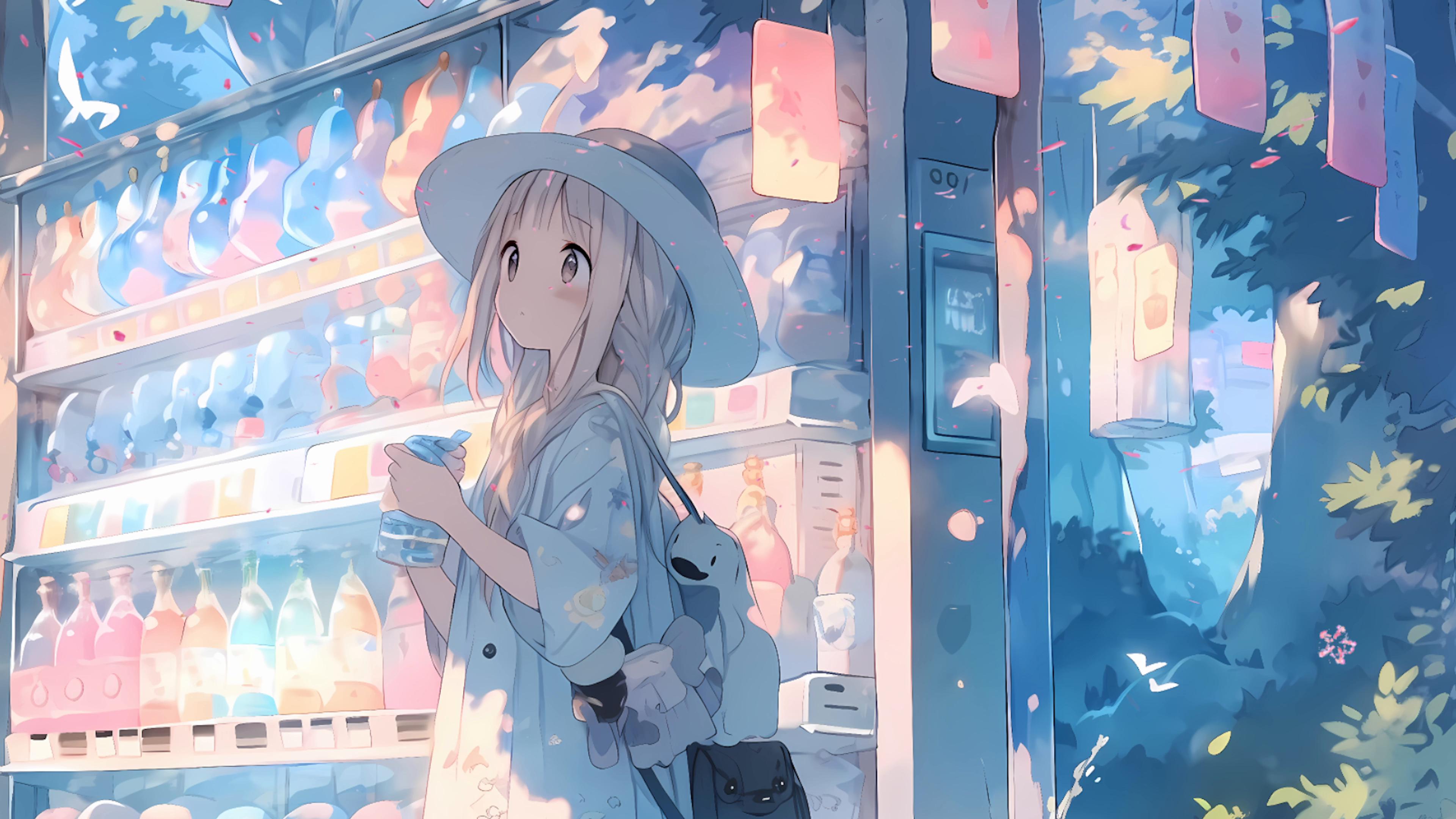 3840x2160 Anime Girl in Cap Live Wallpaper