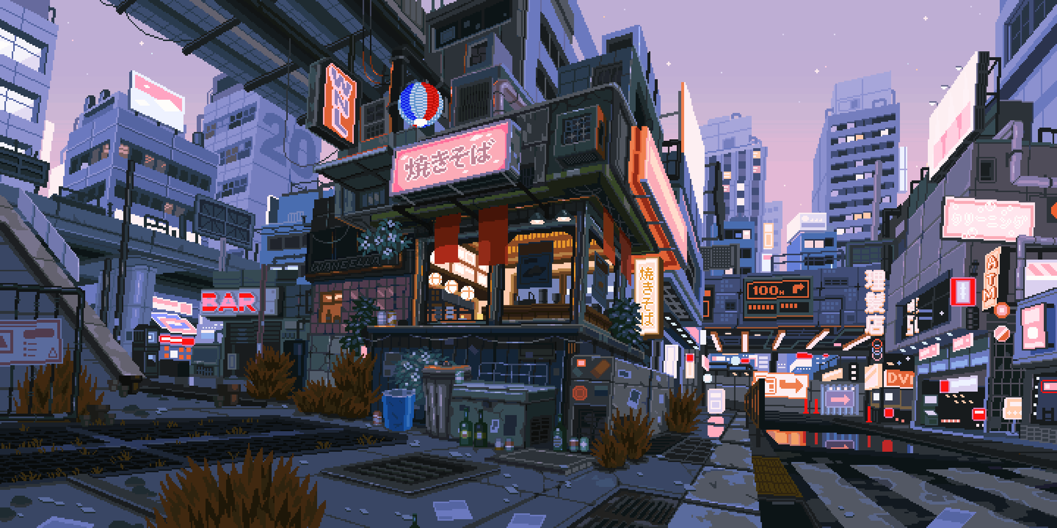 2160x1080 Neon City Loop