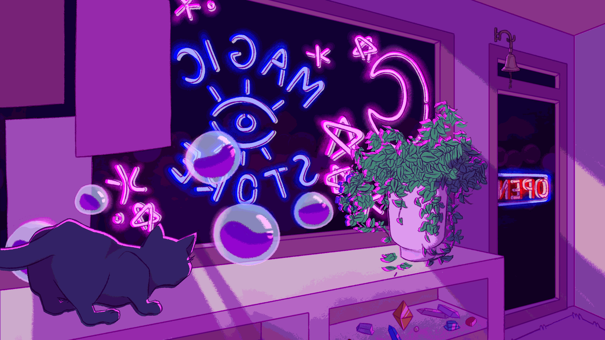 2000x1124 Purple Aesthetic Anime PC Wallpaper
