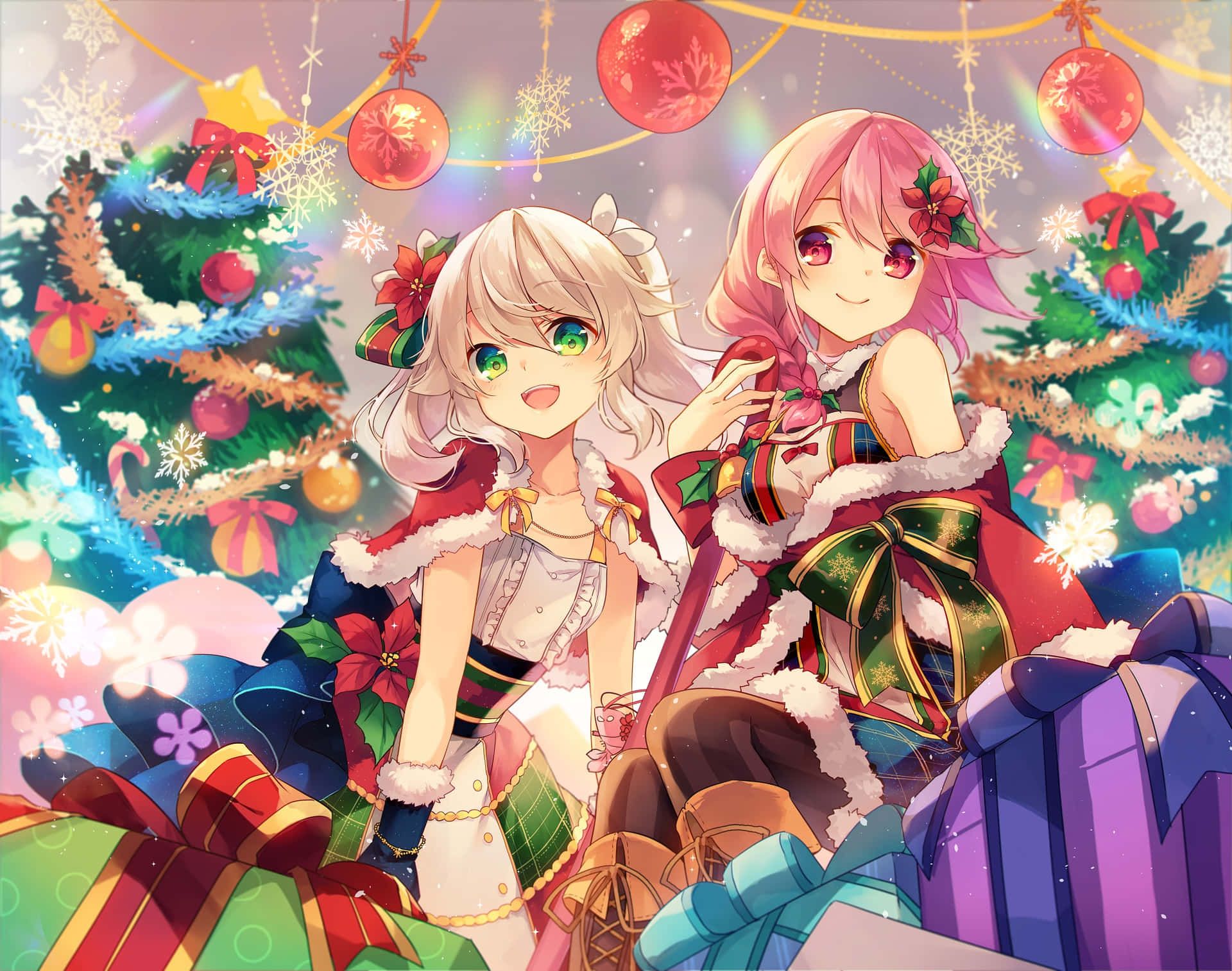 1920x1513 Download Christmas Anime Pfp Moe Girls Wallpaper