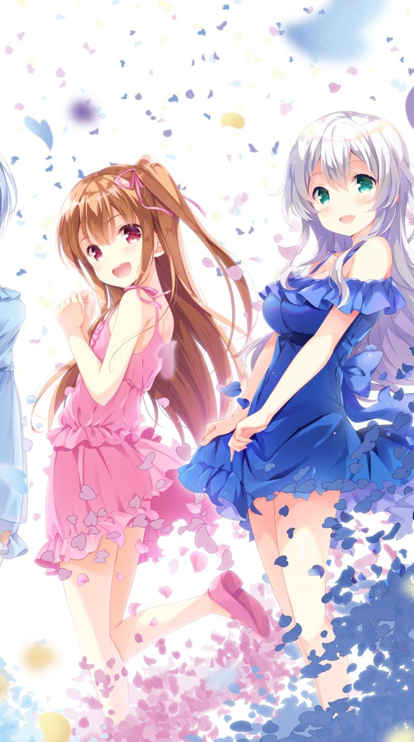 1429x2560 Wallpaper wallpaper anime girls moe light dress white hair pink hair 1440x2560 QHD from jorik image and screensavers