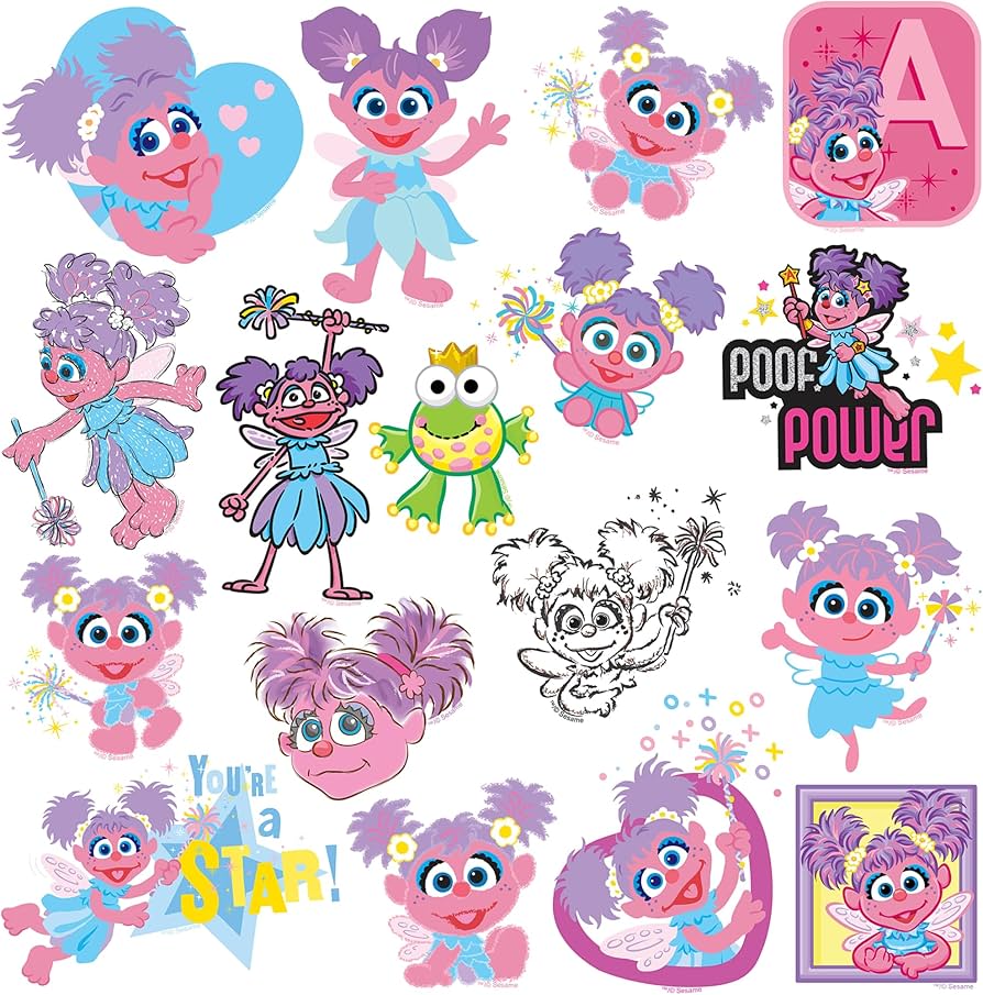 894x905 Sesame Street Abby Cadabby 50ct Vinyl Large Deluxe Stickers Variety Pack, Water Bottle, Scrapbooking, Tablet, Skateboard, Indoor Outdoor
