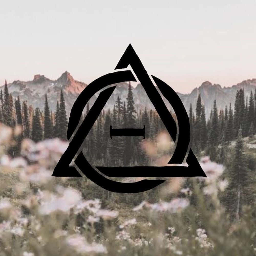 1000x1000 Download Therian Symbol Over Nature Landscape Wallpaper