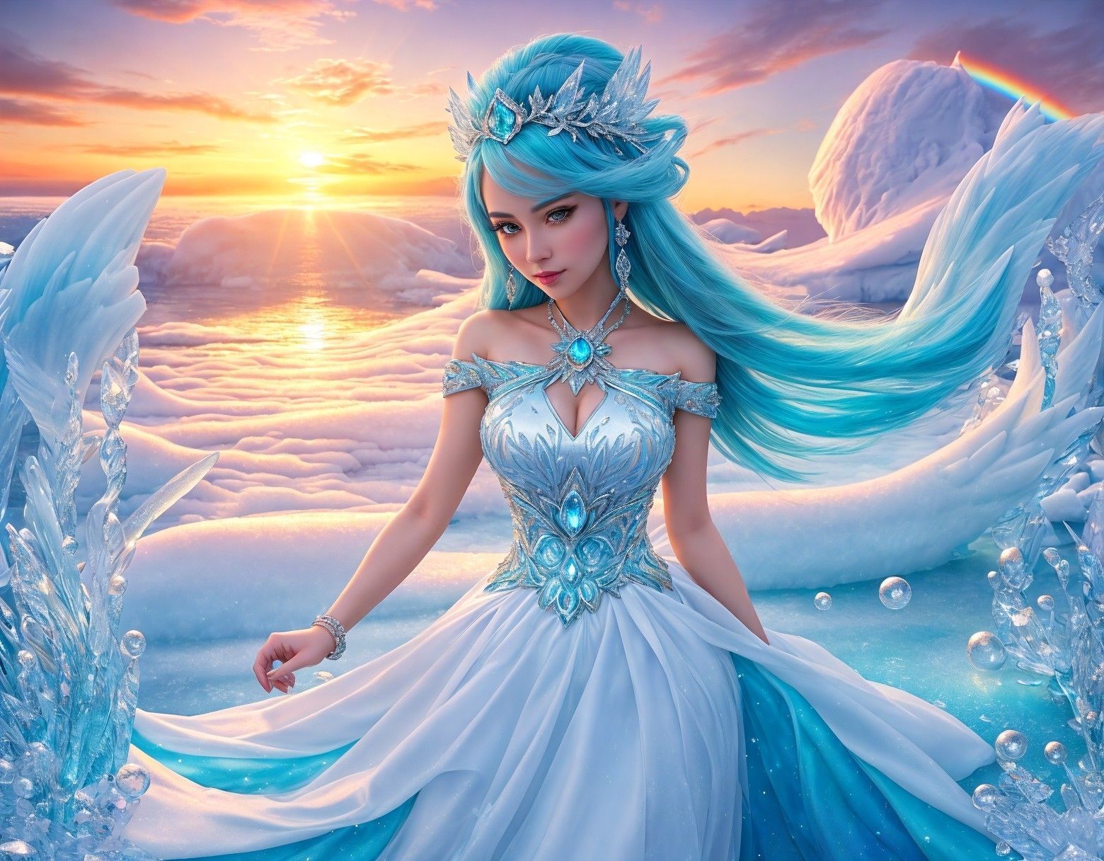 1560x1216 Ice Queen in Ethereal Landscape with Glistening Ice. Deep Dream Generator