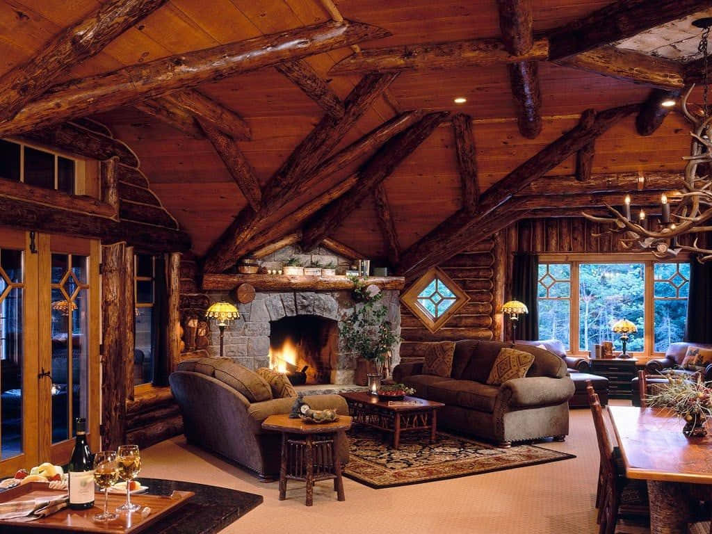 1024x768 Cozy Winter Cabin Wallpaper