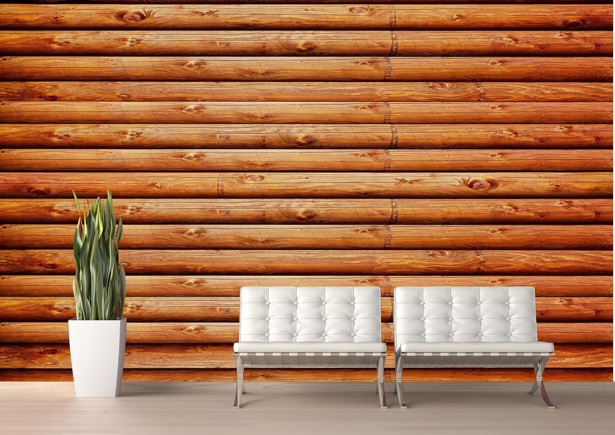 1965x1392 Log Cabin (Red Cedar) CANVAS Peel and Stick Wall Mural
