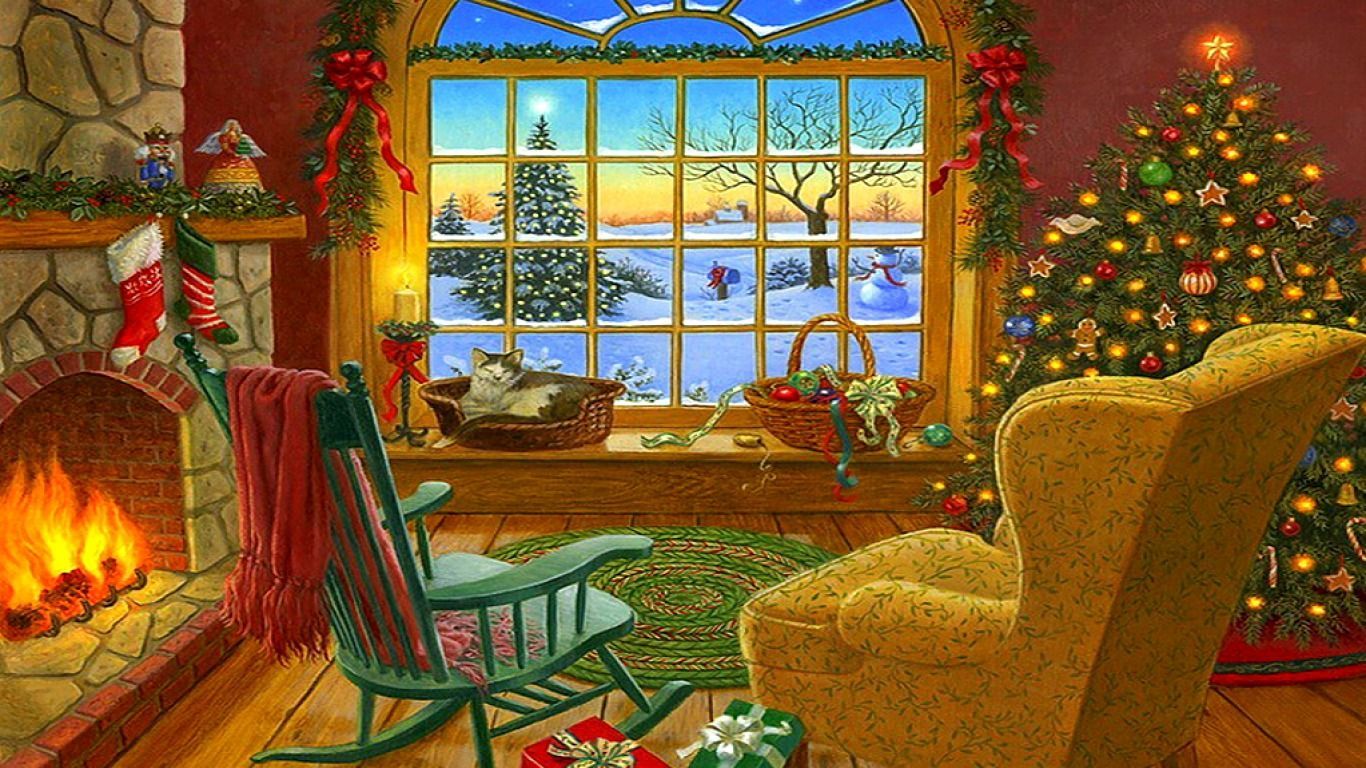 1366x768 Cozy Christmas Cabin Retreat: Your Perfect Holiday Haven