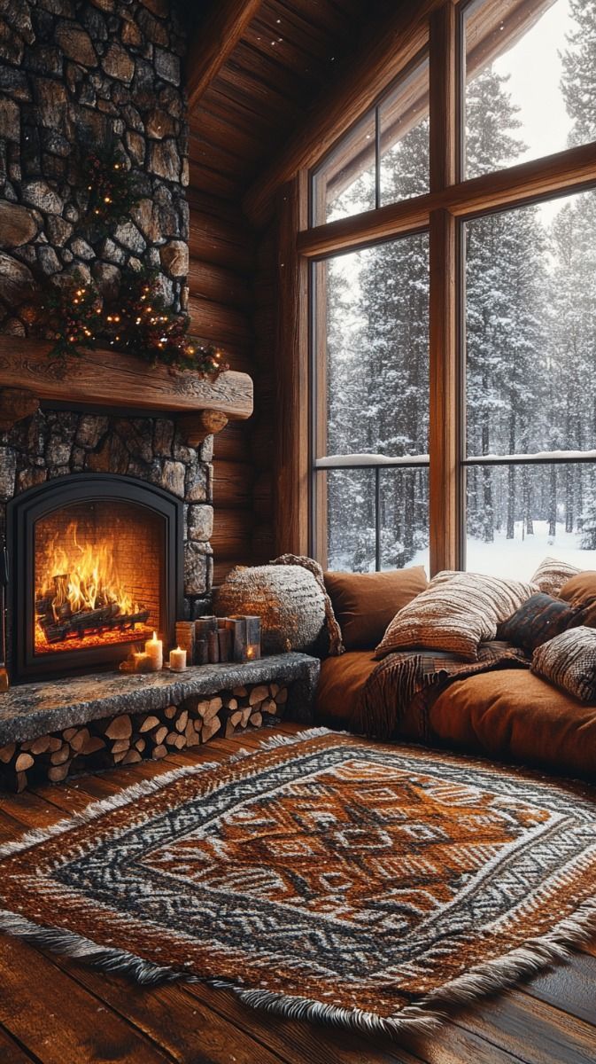 673x1200 Cozy Fireplace Vibes: Phone Wallpaper for Winter