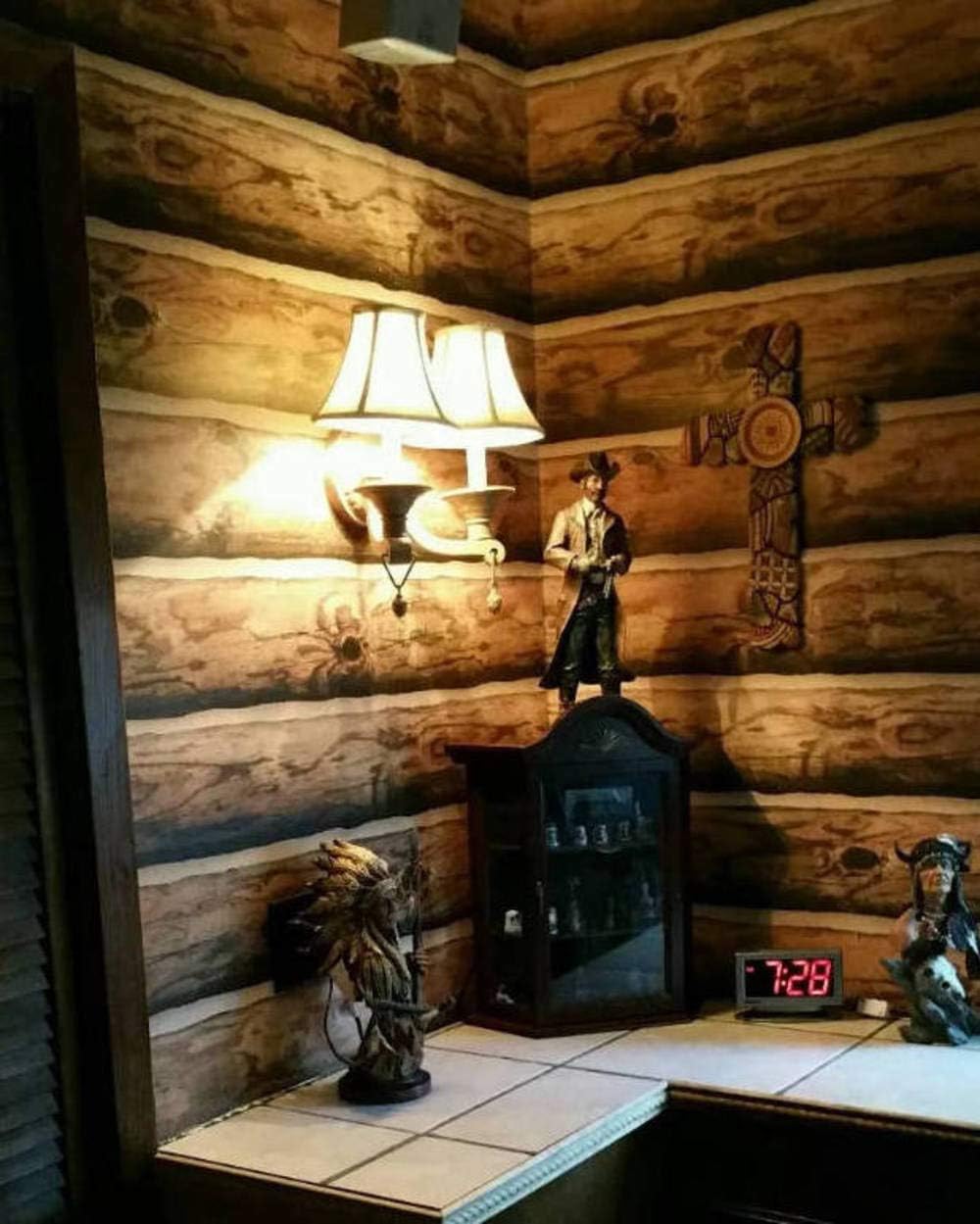 1000x1249 York Log Cabin Wallpaper Prepasted 27 Inches X 27 Feet, Deep Rich Brown, Wallcoverings DK Wood